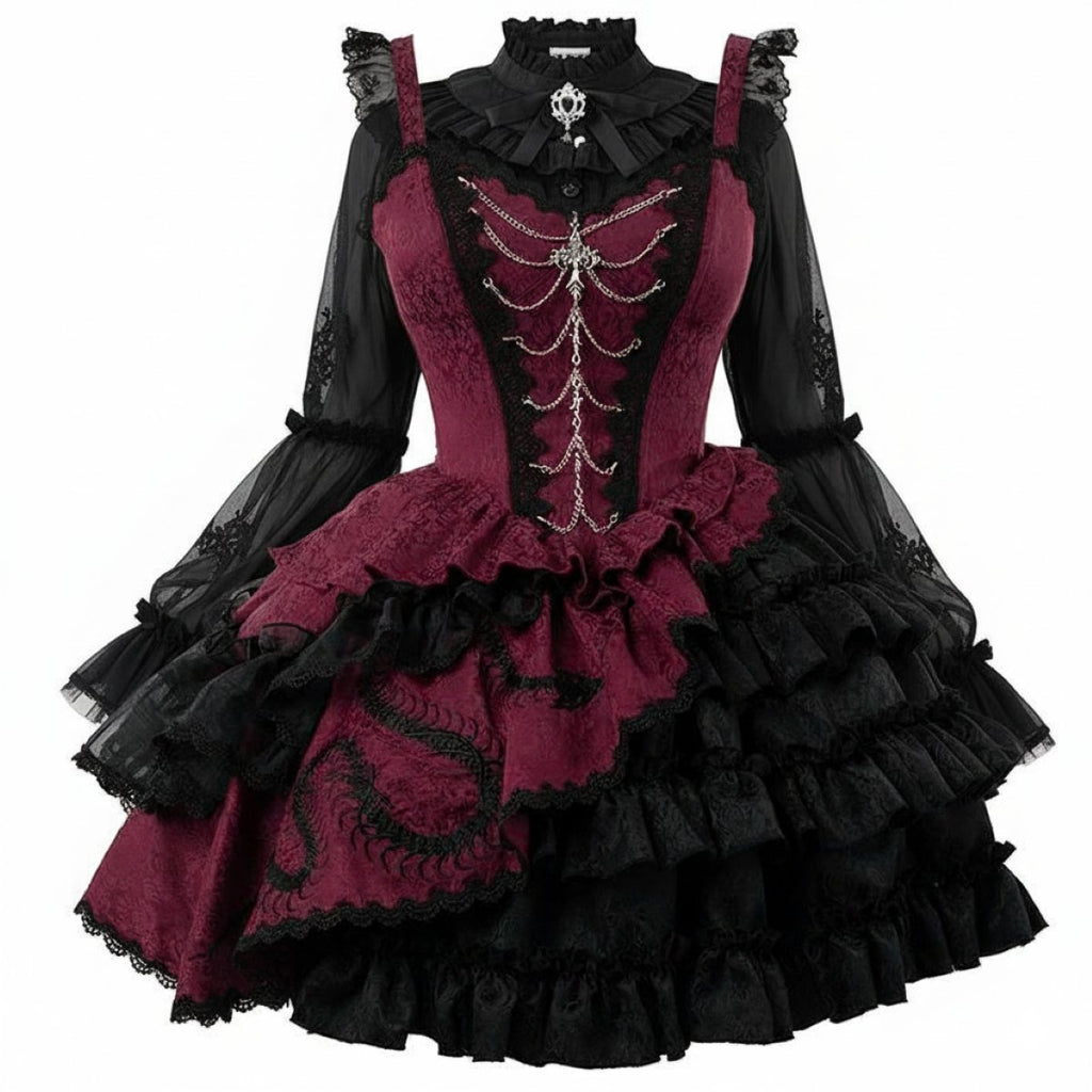 Gothic x China Asymmetrical Jumper Skirt