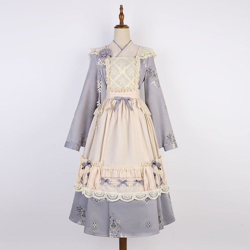 Lavender Retro-Style Apron Dress