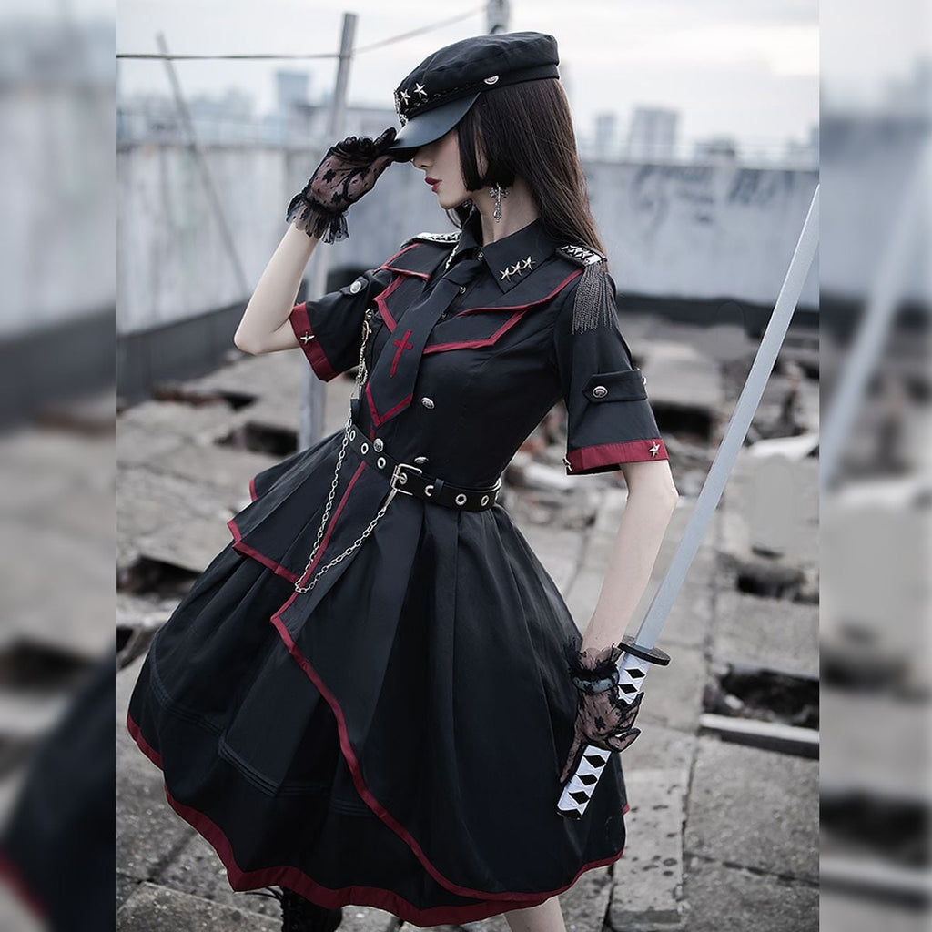 Asymmetrical Military Lolita Dress