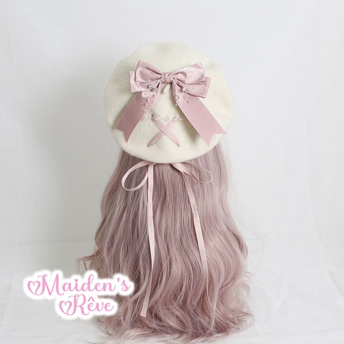 Bow-Embellished Beret Cap