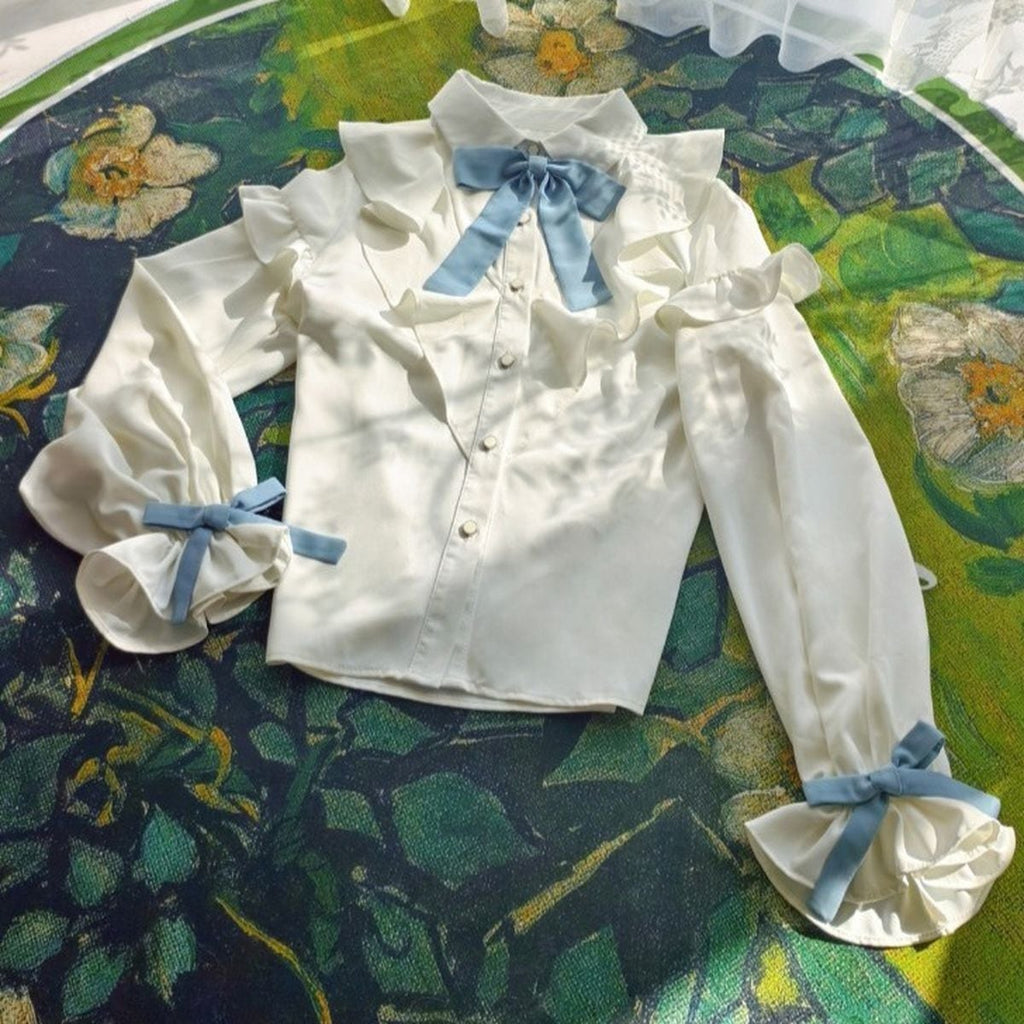 Elegant Sky Blue Ruffle Skirt Set