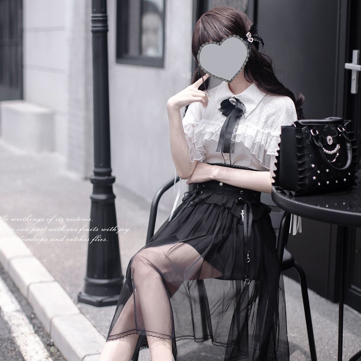 Jirai-kei Black Sheer Skirt Outfit