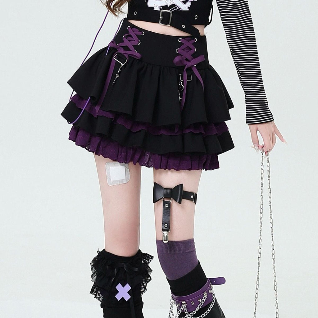 Jirai-kei Lace-Up Mini Skirt