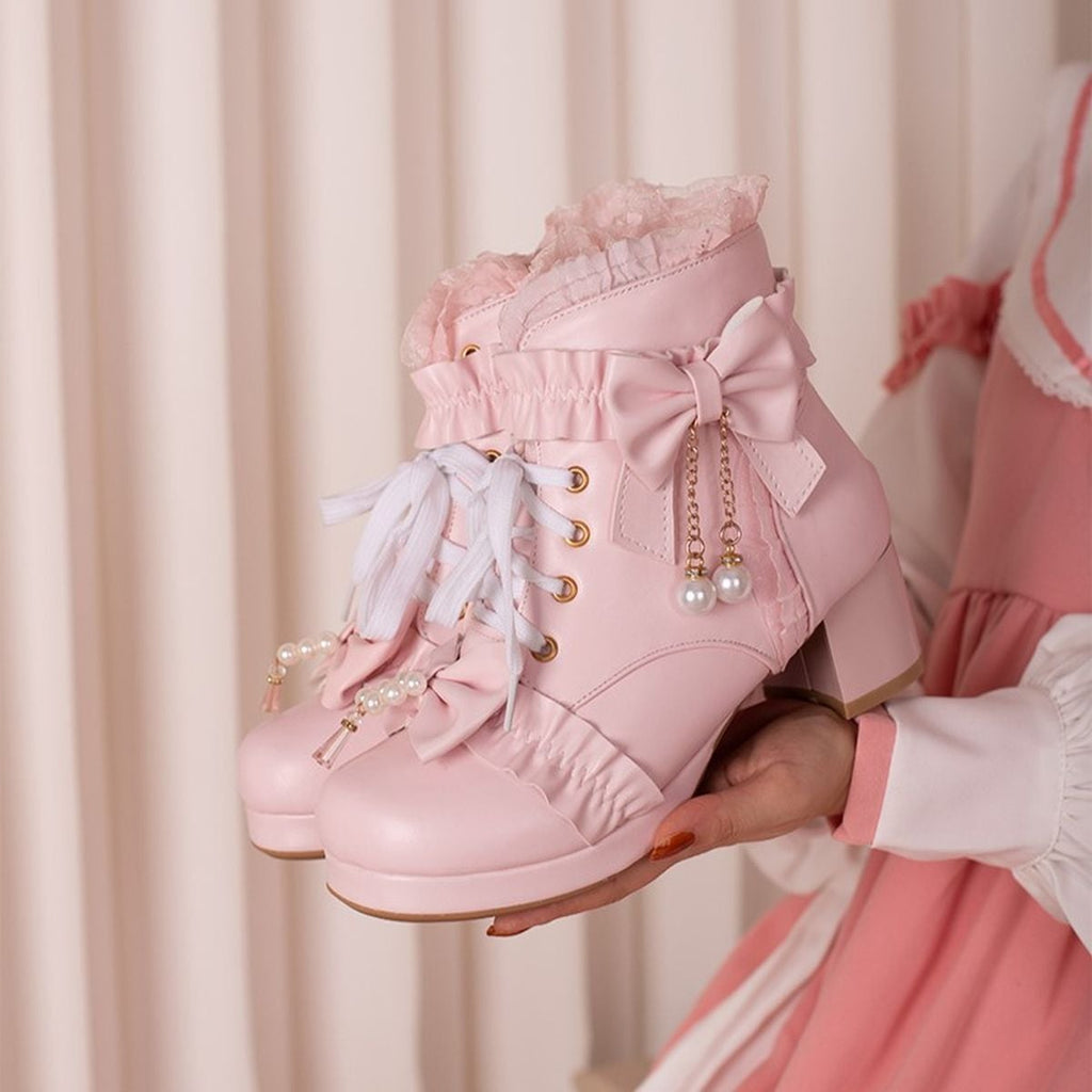 owknot Pearl Accent Ankle Boots