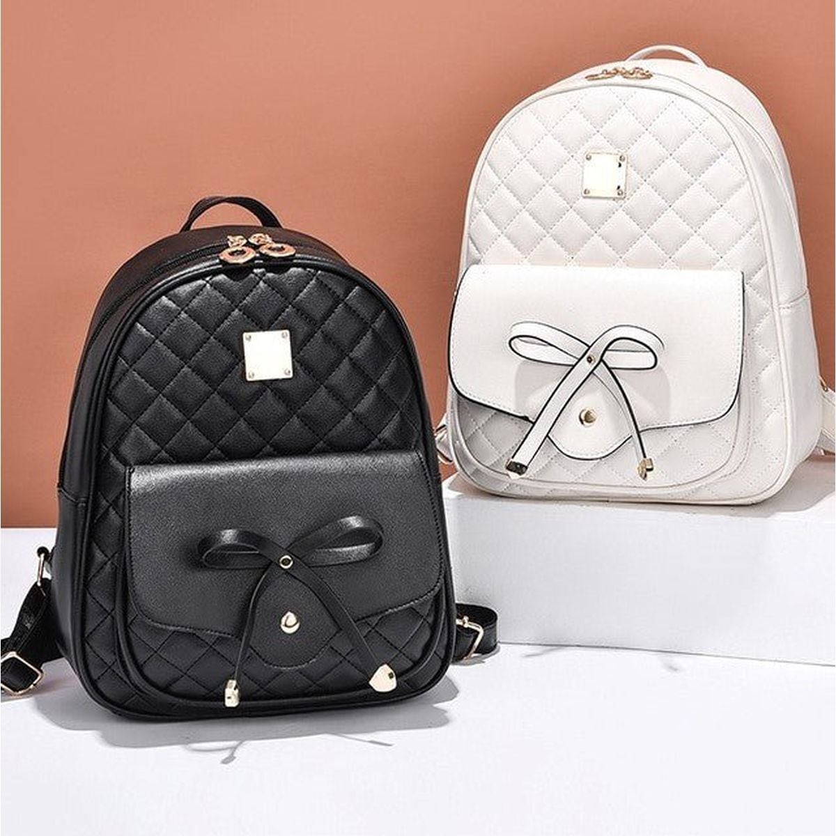Ribbon Front Backpack with Pouch and Case