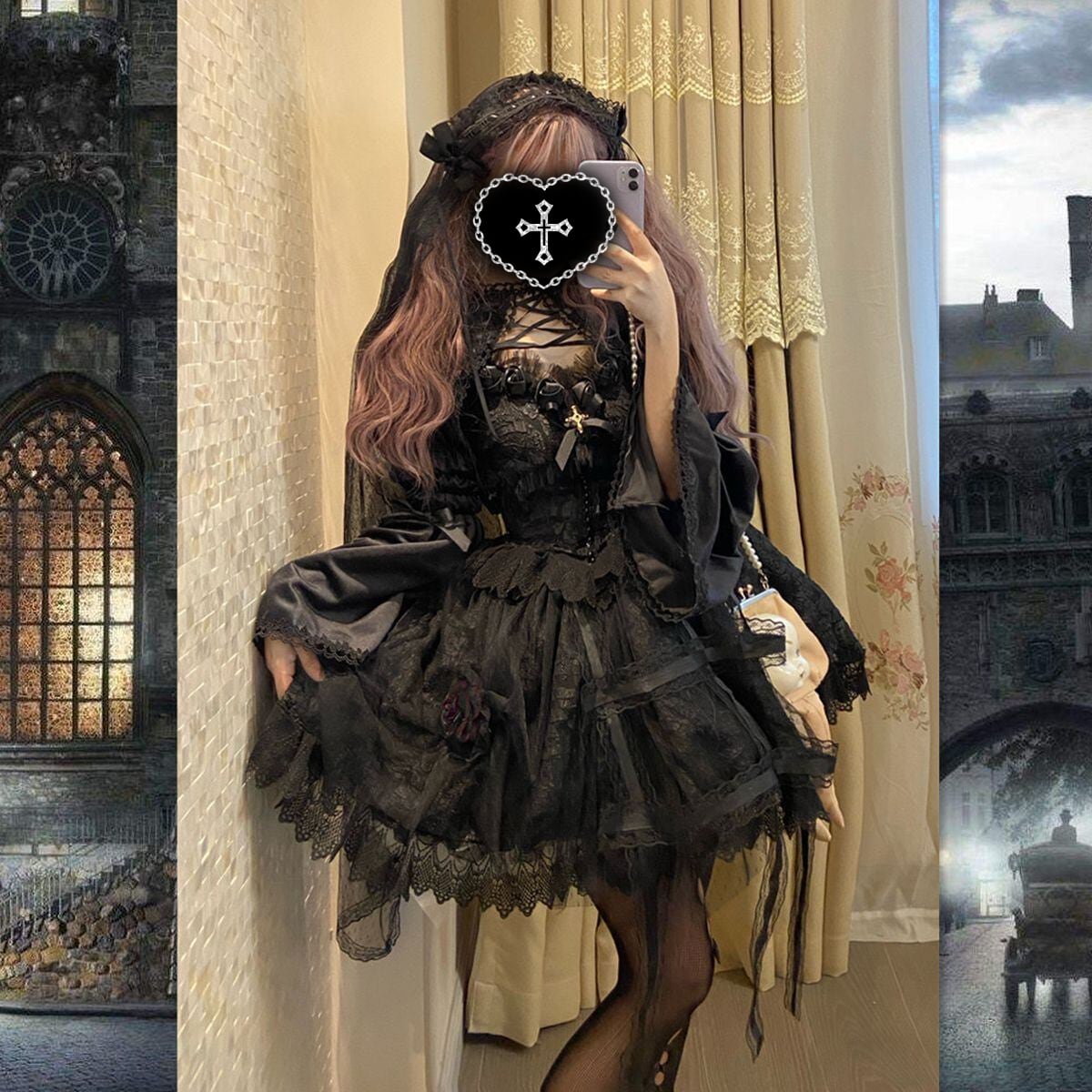 Elegant Gothic Witch Lace Dress