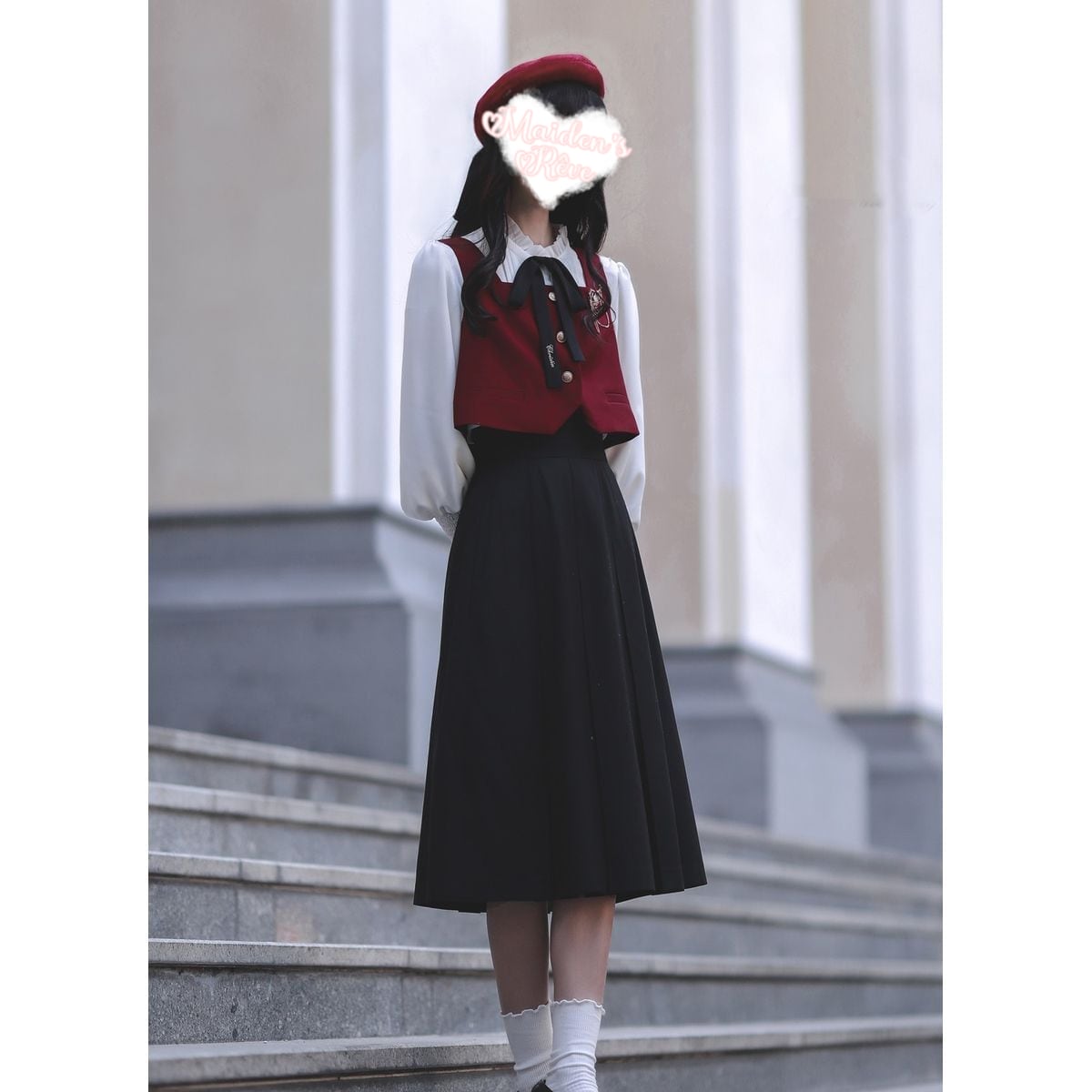 Elegant Long Skirt and Cape Ensemble