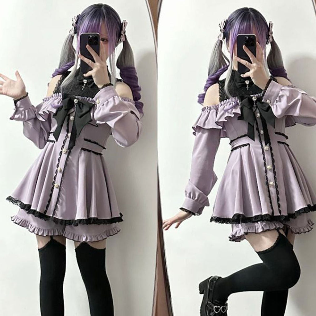 Jirai-kei Open Shoulder Dress