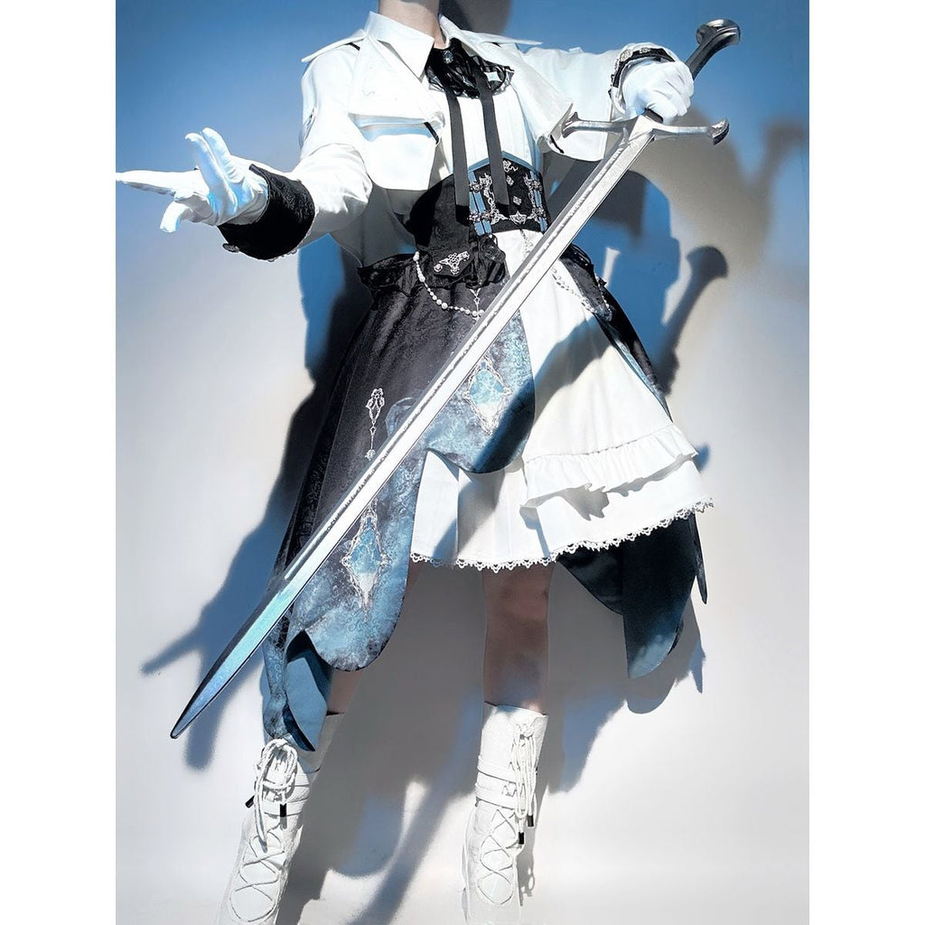 Stylish Military Cape Dress Set