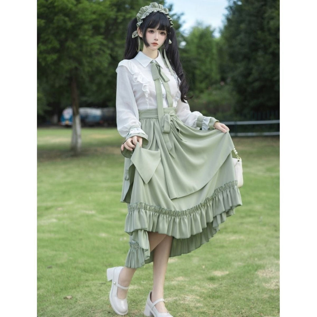 Sophisticated Green Long Skirt Outfit