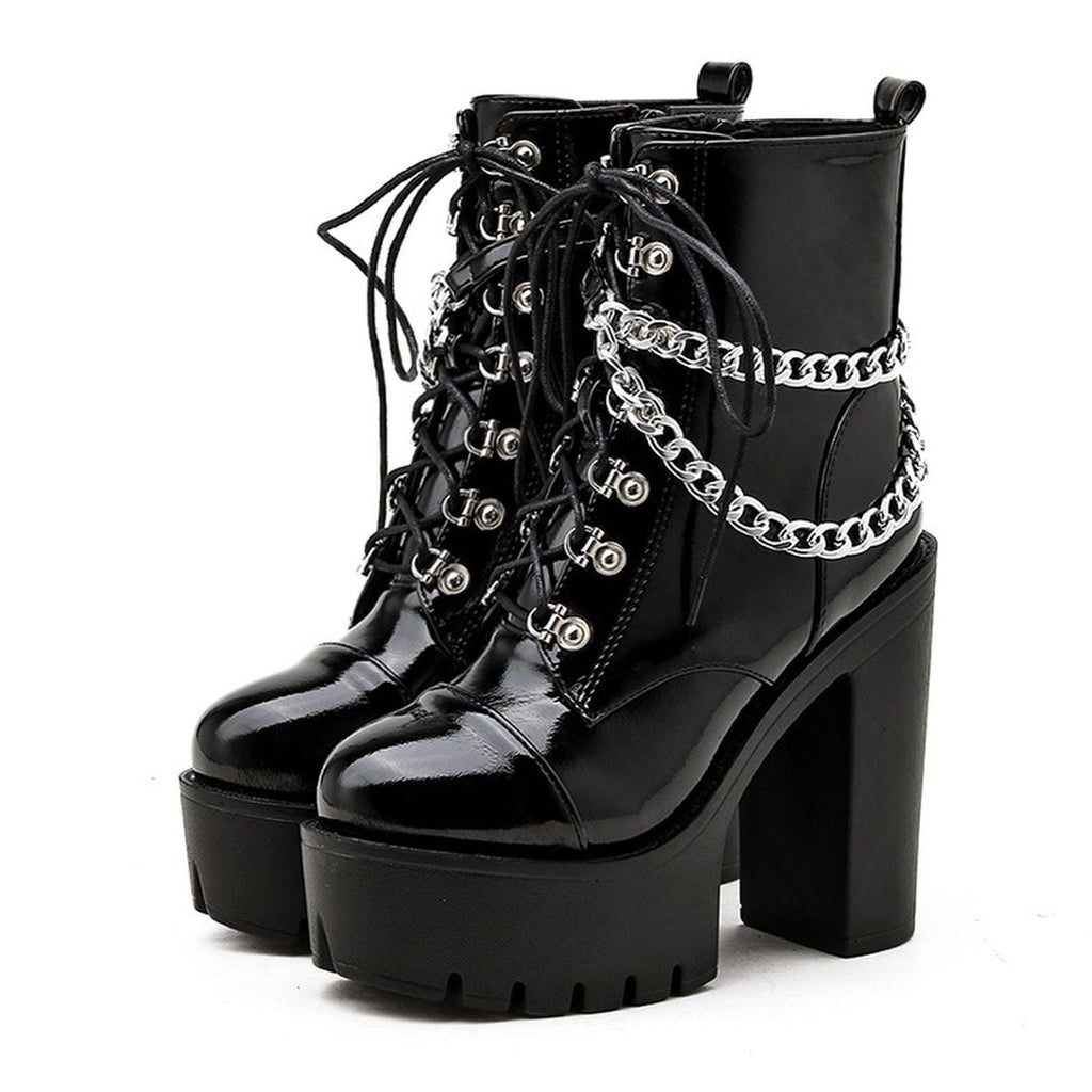 Short Boots with Chain Detail