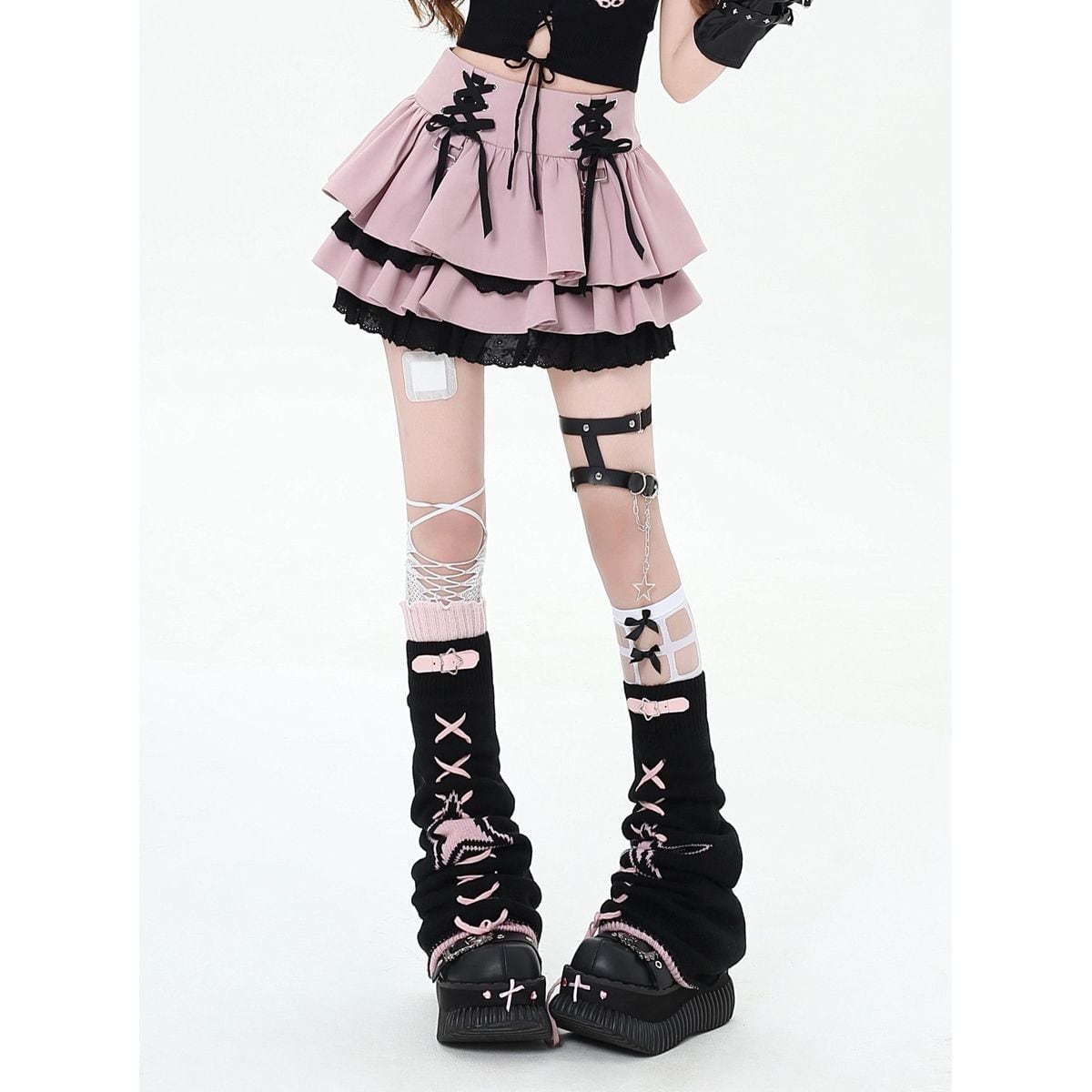 Jirai-kei Lace-Up Mini Skirt