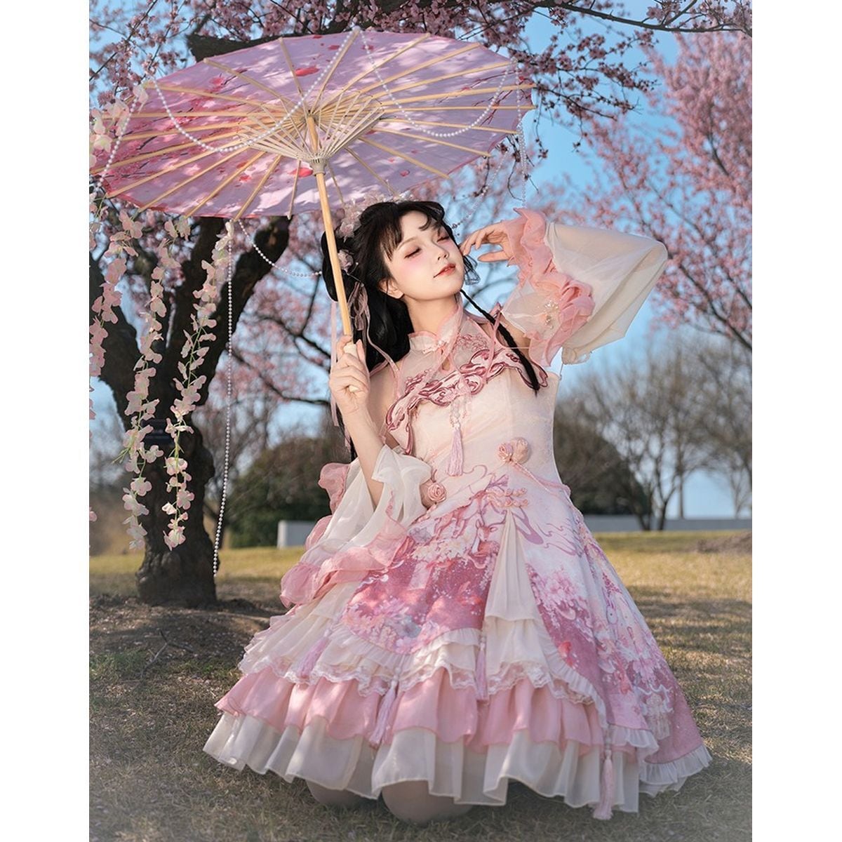 Cherry Blossom Chinese-Inspired Dress