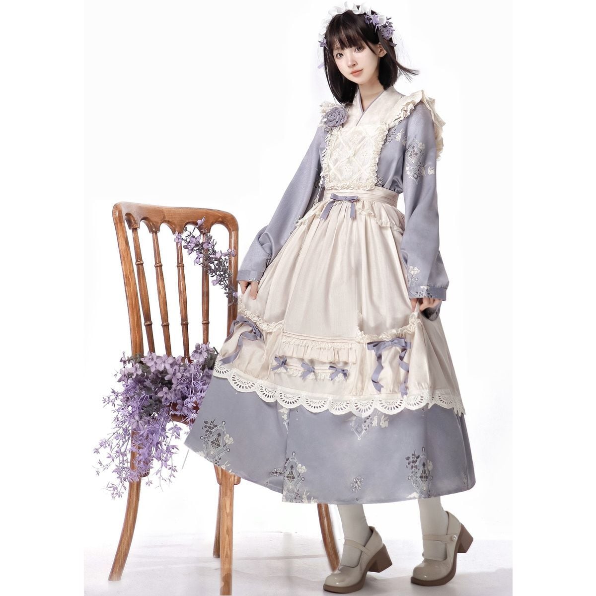 Lavender Retro-Style Apron Dress