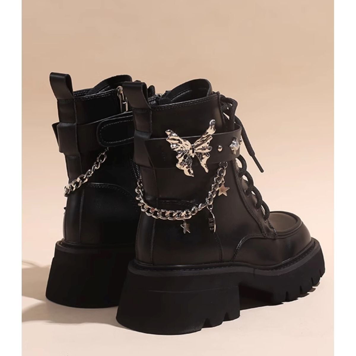 Butterfly Strap Chain Boots