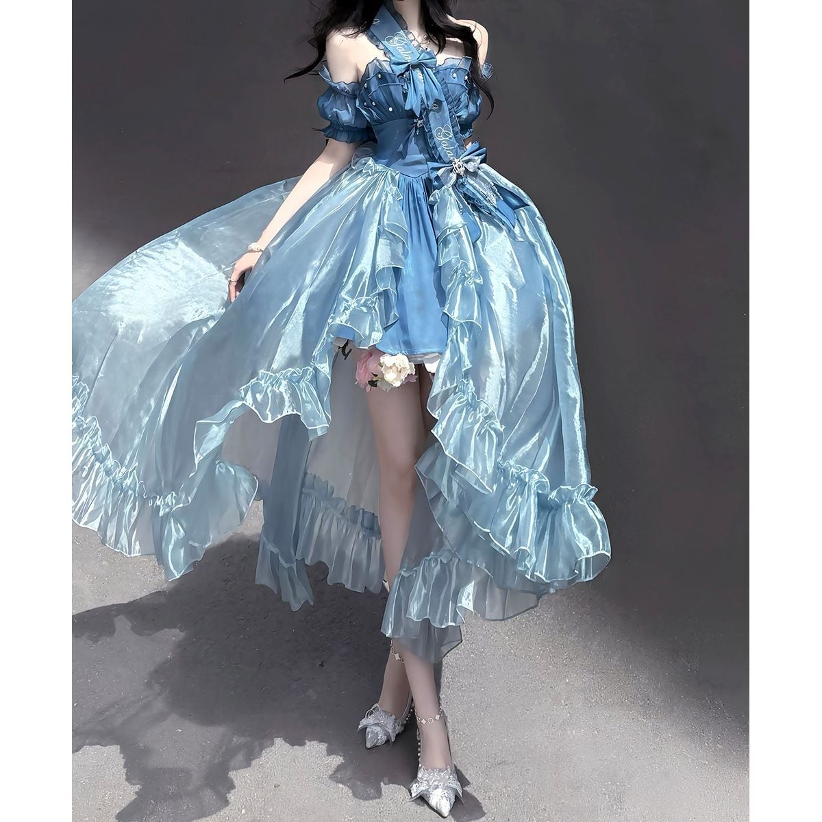 Graceful Pearl Frill Dress Outfit