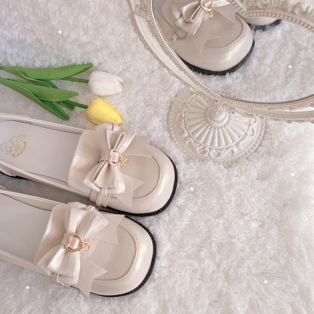 Flat Heart-Bow Dolly Shoes
