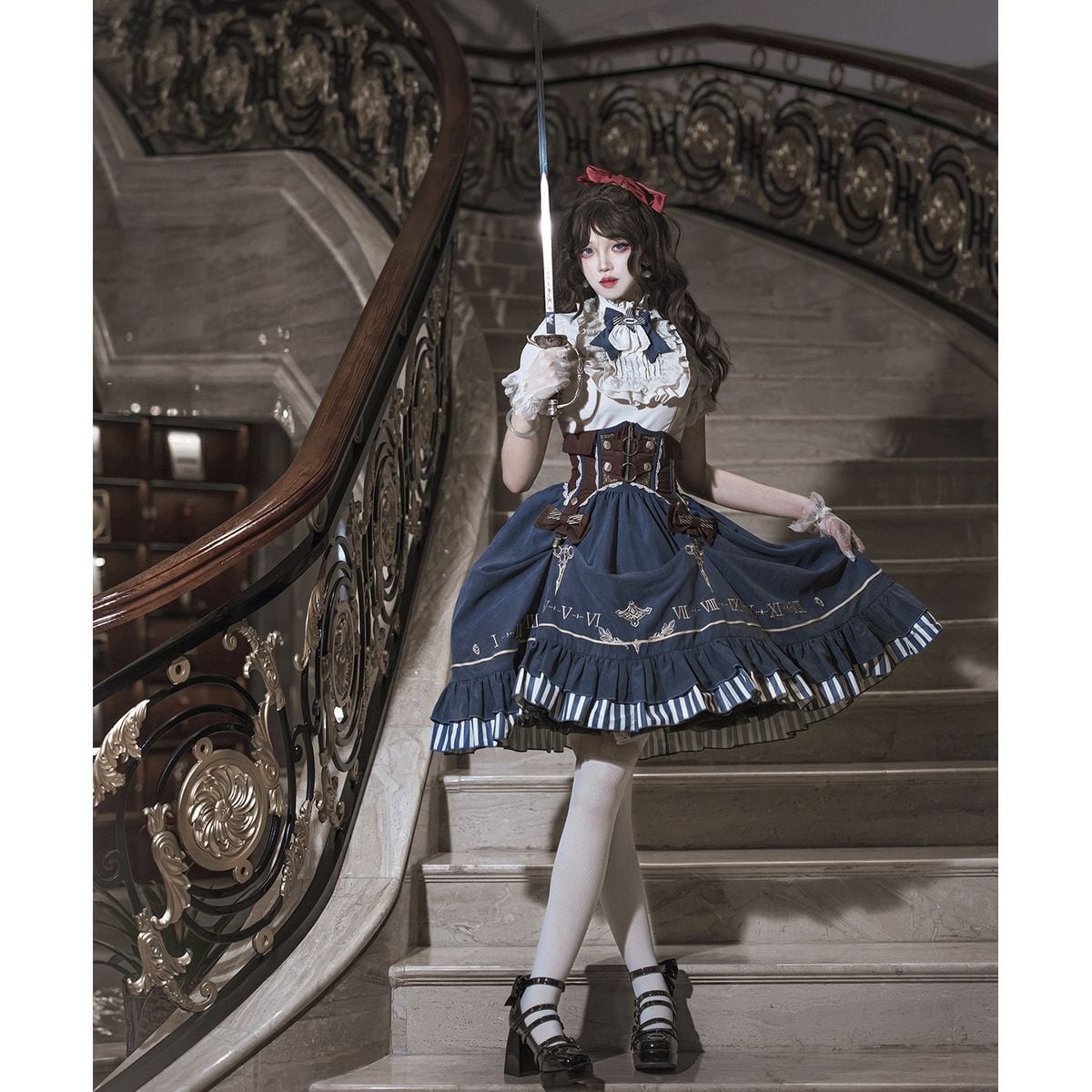 Steampunk Frilled Lace-Up Short Dress