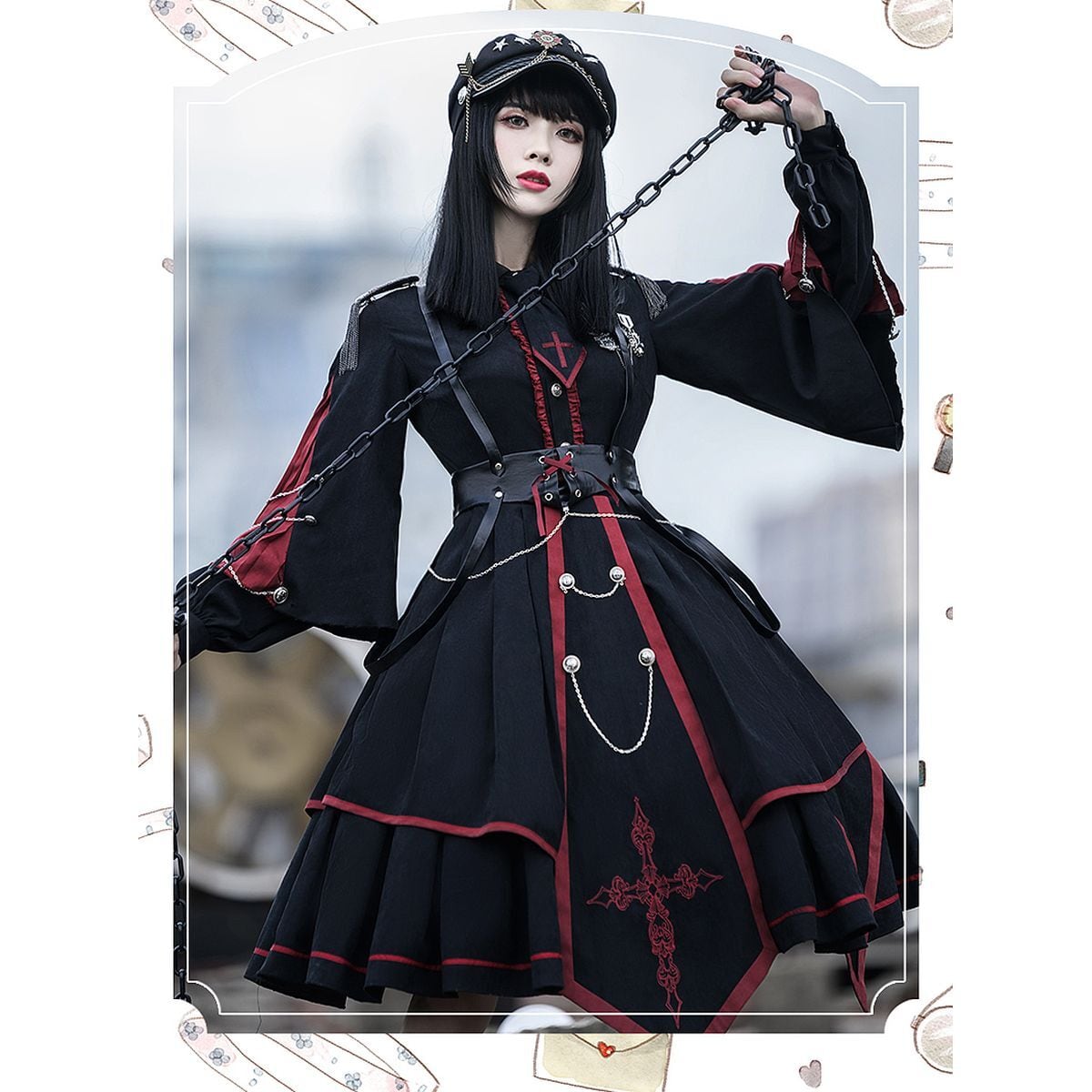 Cross Chain Military Lolita Dress
