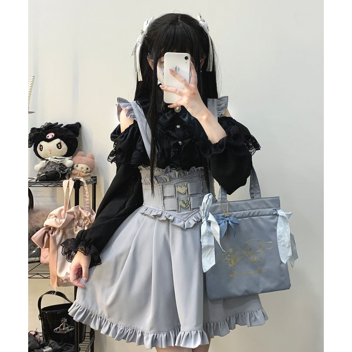 Jirai-kei Long Sleeve Open Shoulder Blouse