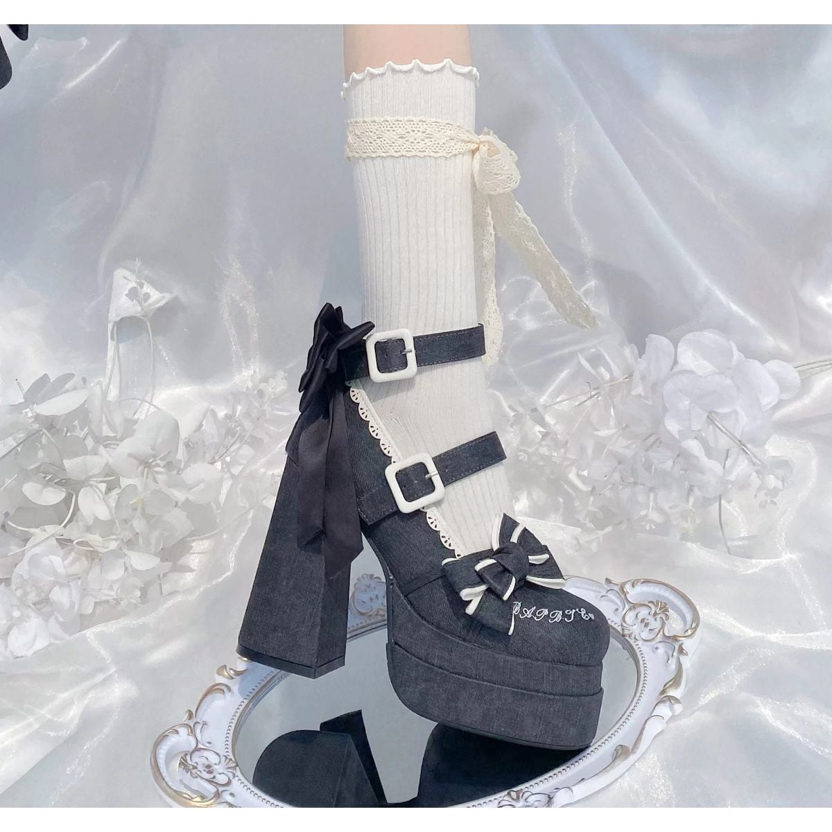 High Heel Shoes with Side Ribbons