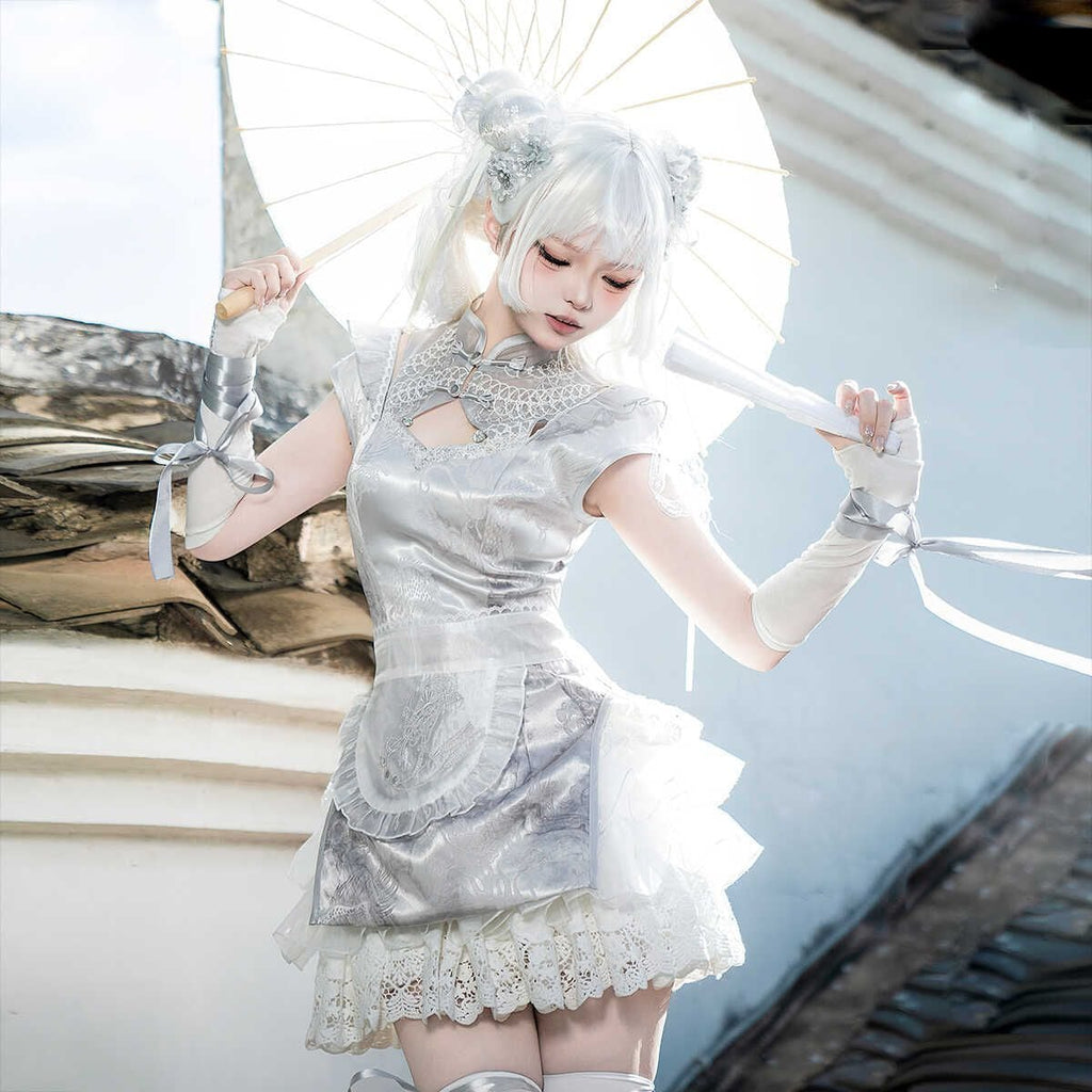 Luxe Silver Oriental Maid Ensemble