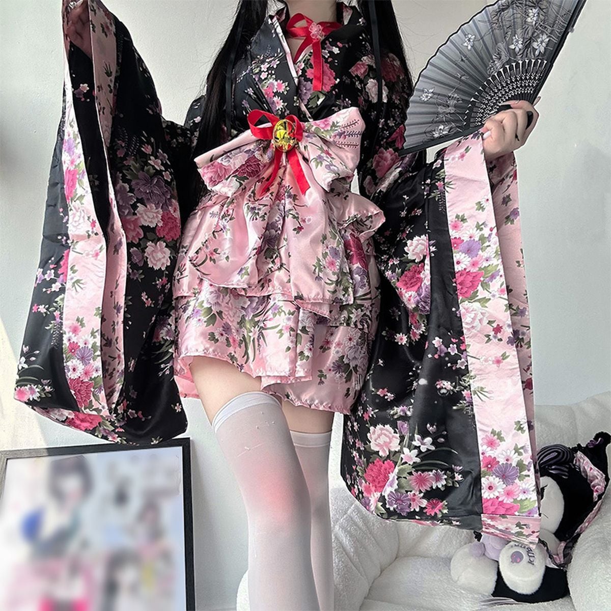 Kawaii Mini Skirt Kimono Set