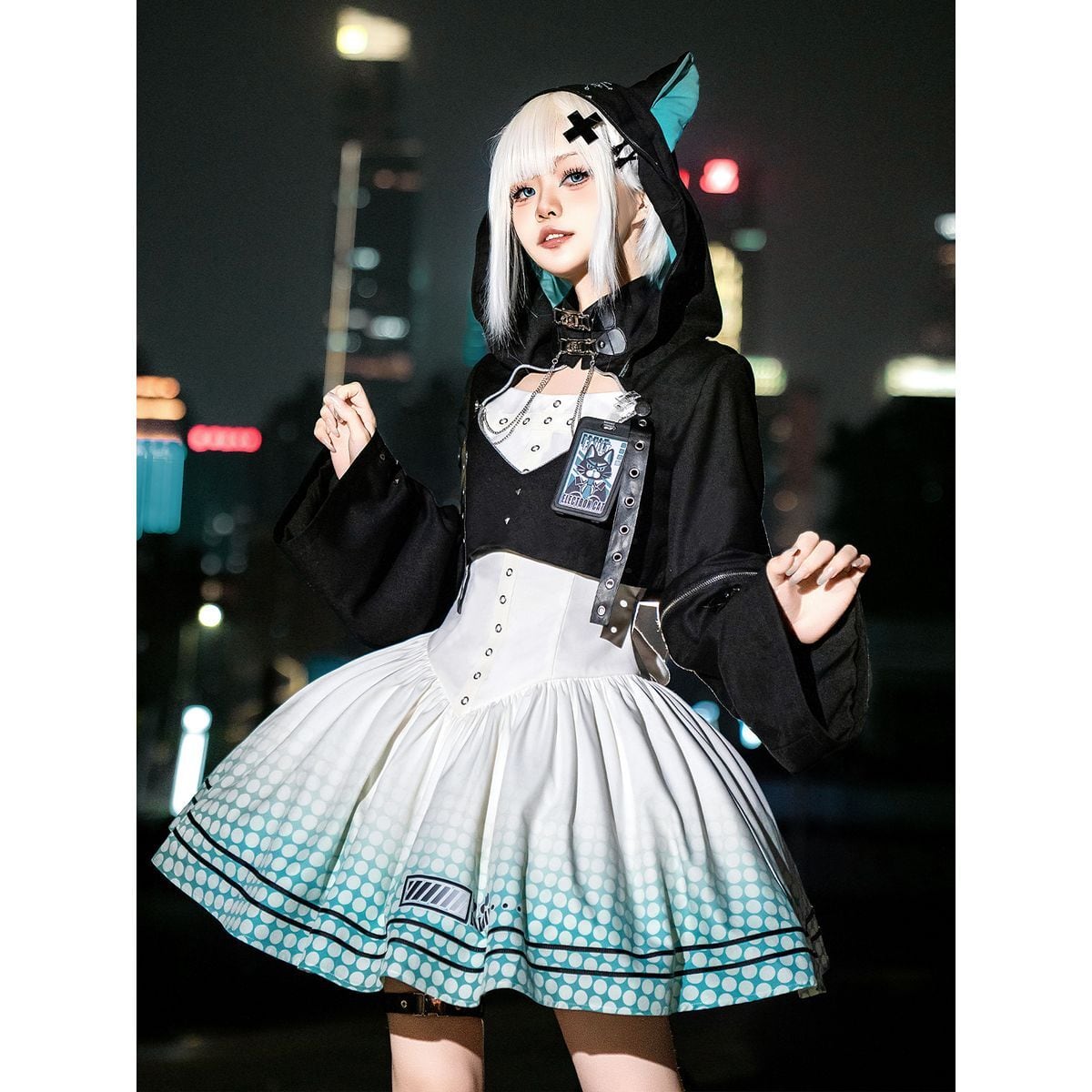 Cyberpunk Cat Ear Skirt Set