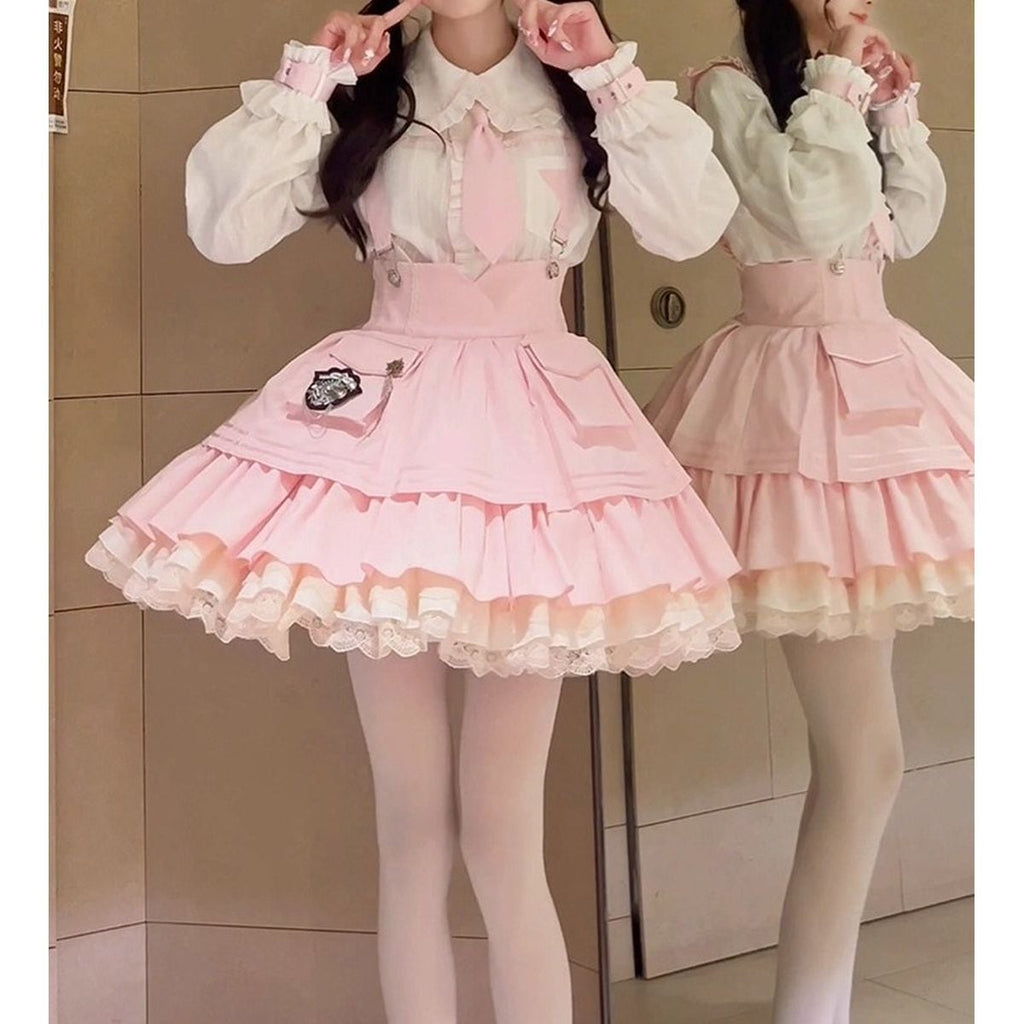 Cute Ruffle Jumper Skirt Outfit