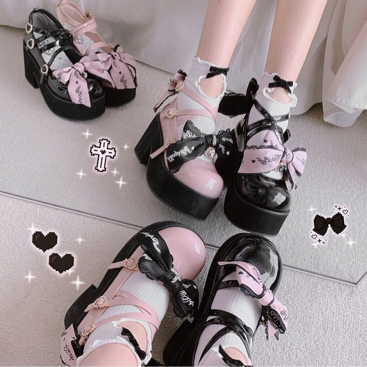 Jirai Kei Ribbon Platform Shoes