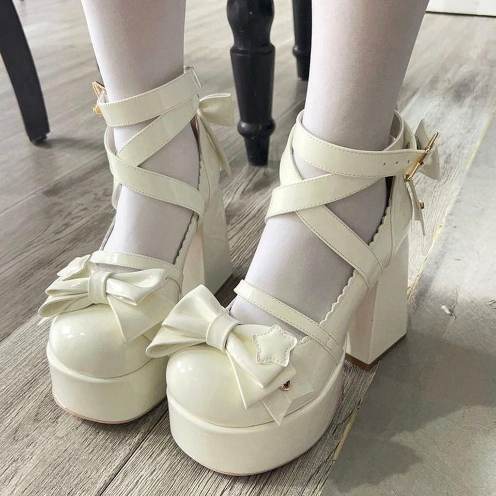 Front Bow Star-Strap Lolita Shoes