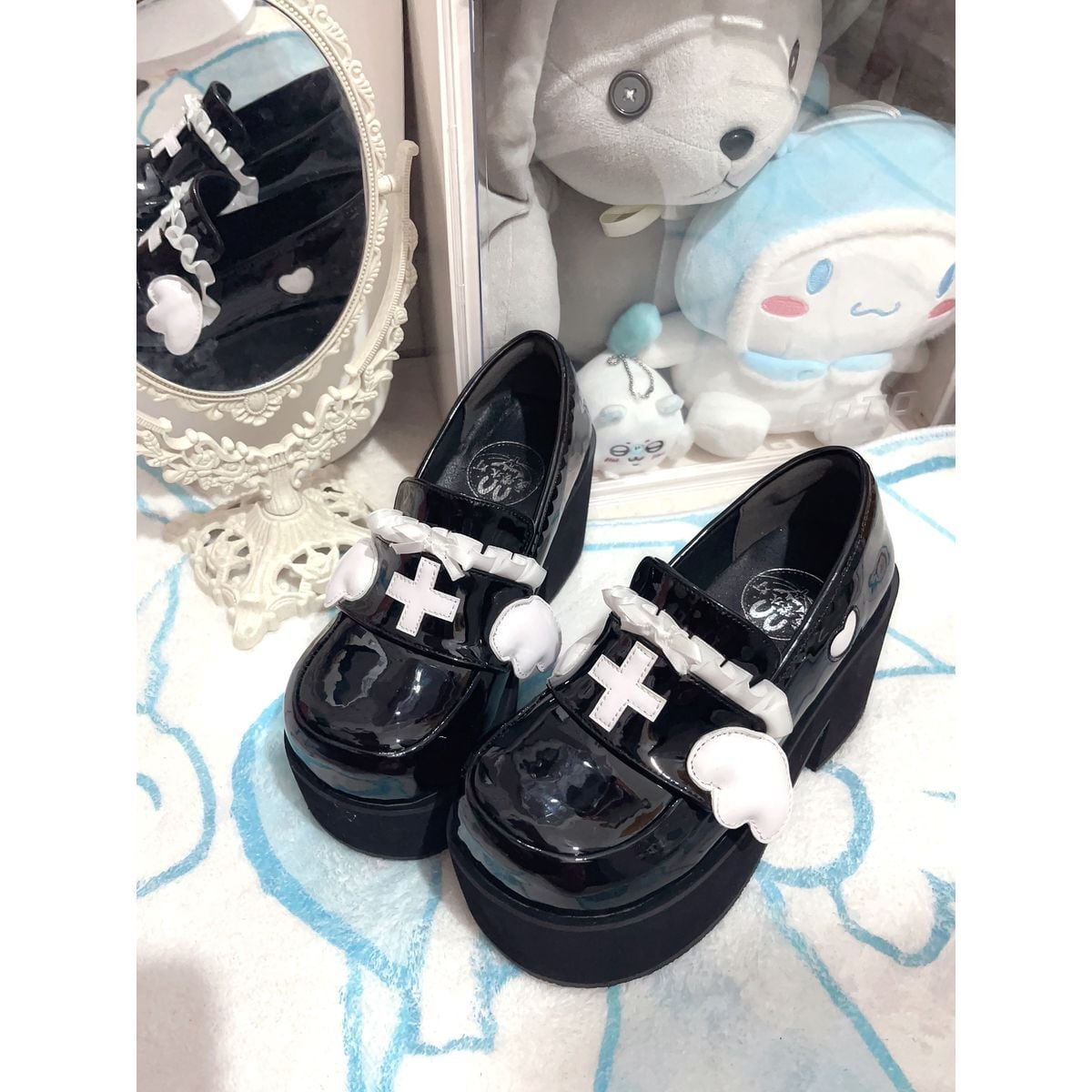 Heavenly Bow-Cross High-Sole Shoes