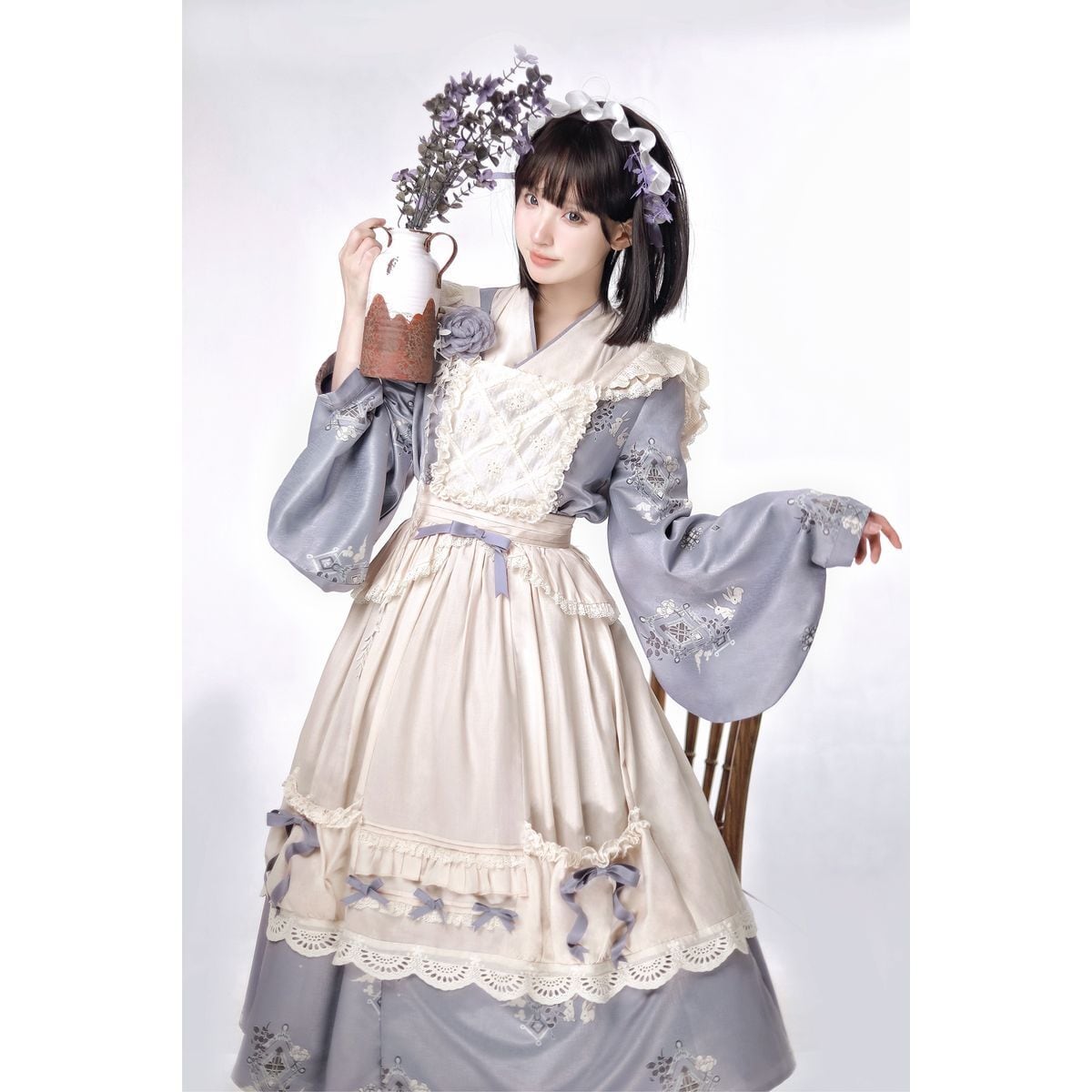 Lavender Retro-Style Apron Dress