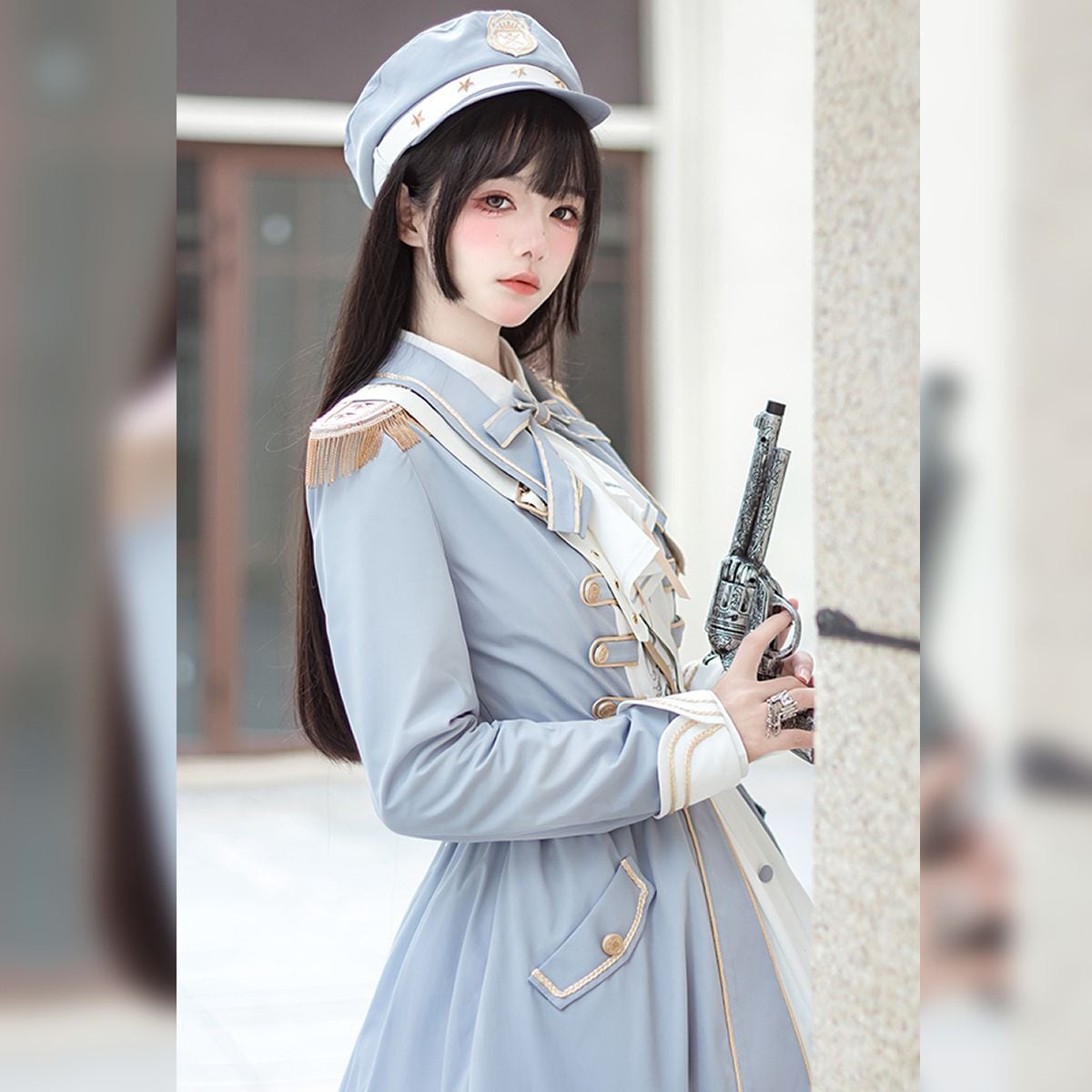 Sky Blue Military Lolita Dress Set