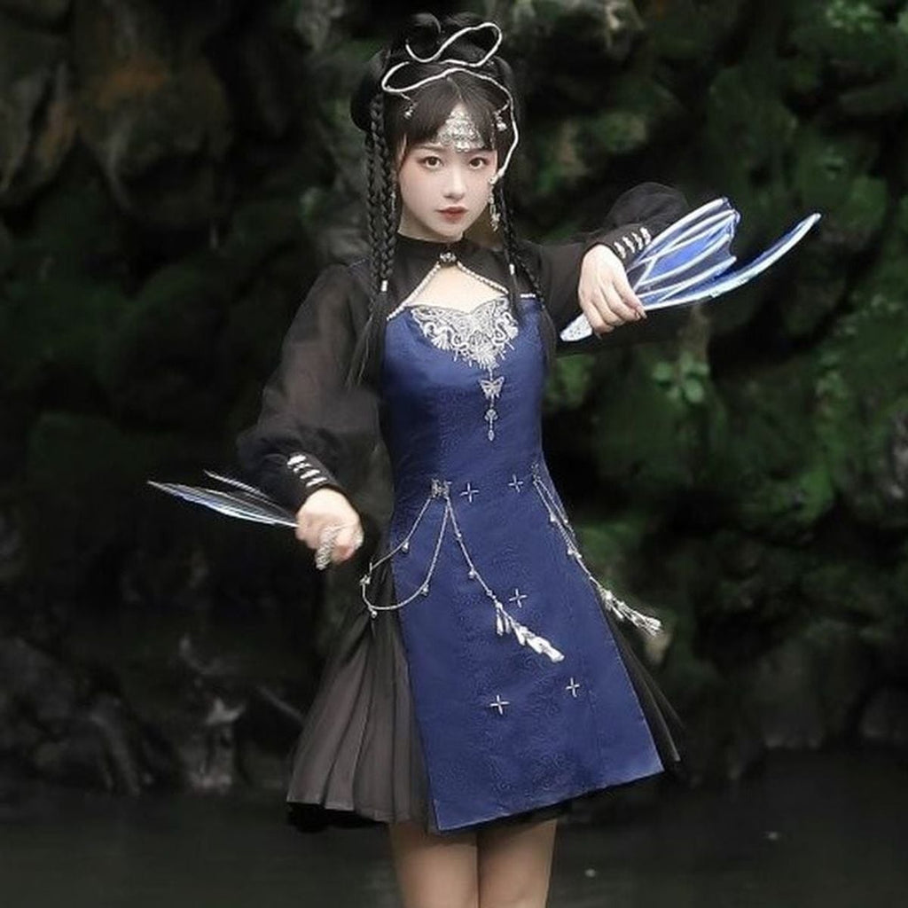 Chinese-Inspired Embroidered Jewel Dress