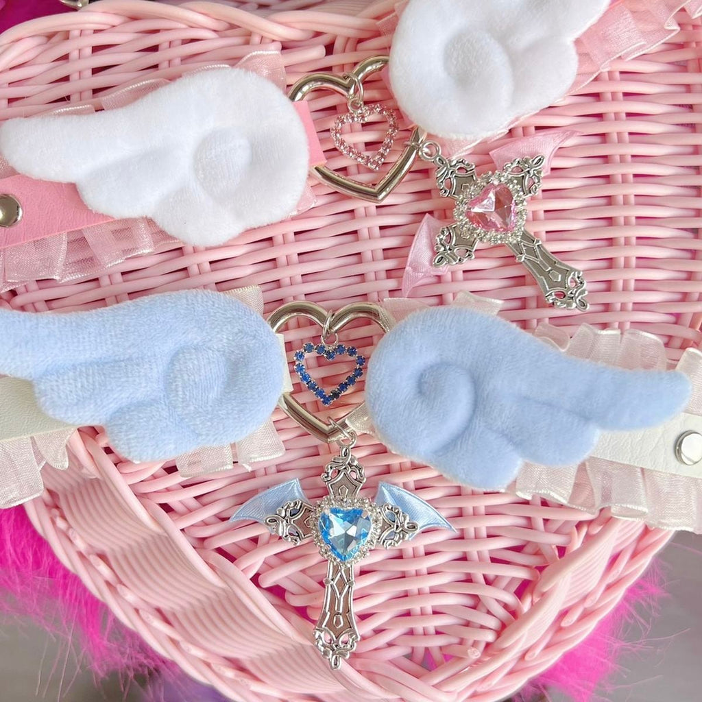 Angelic Heart Cross Choker Necklace