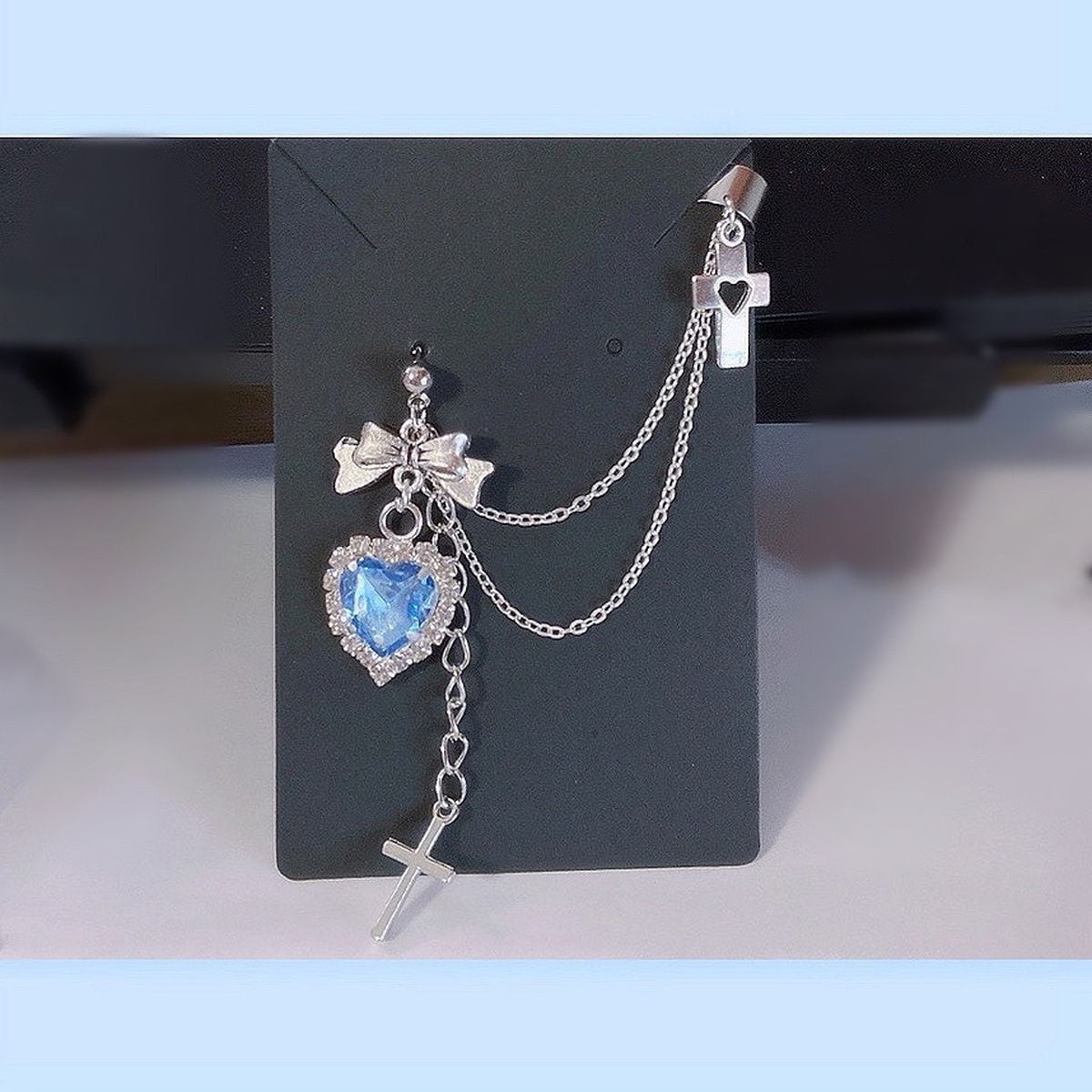 Jirai-kei Style Cross Chain Earrings