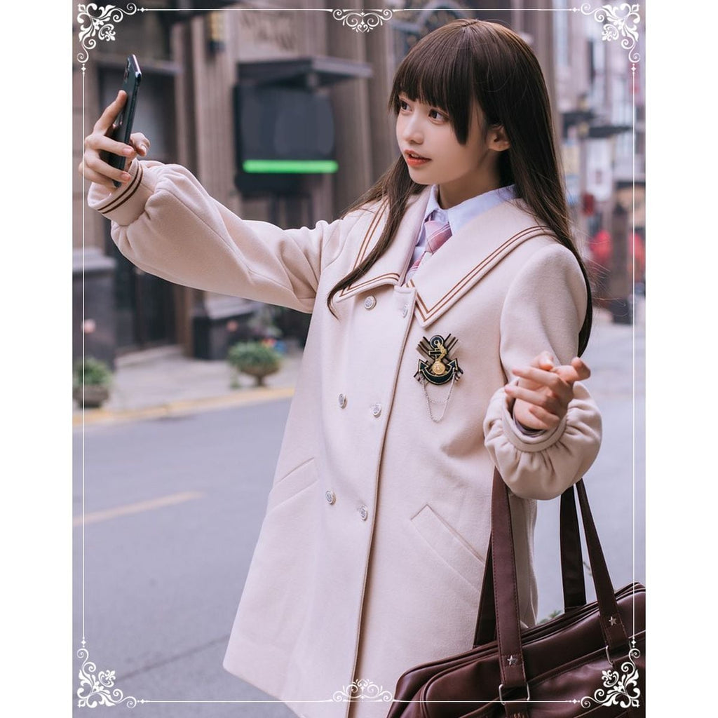 Sailor Collar Double-Breasted Coat