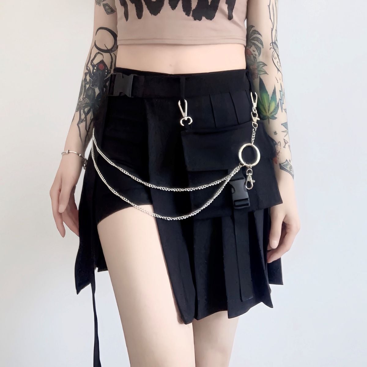 Asymmetrical Skirt with Shorts