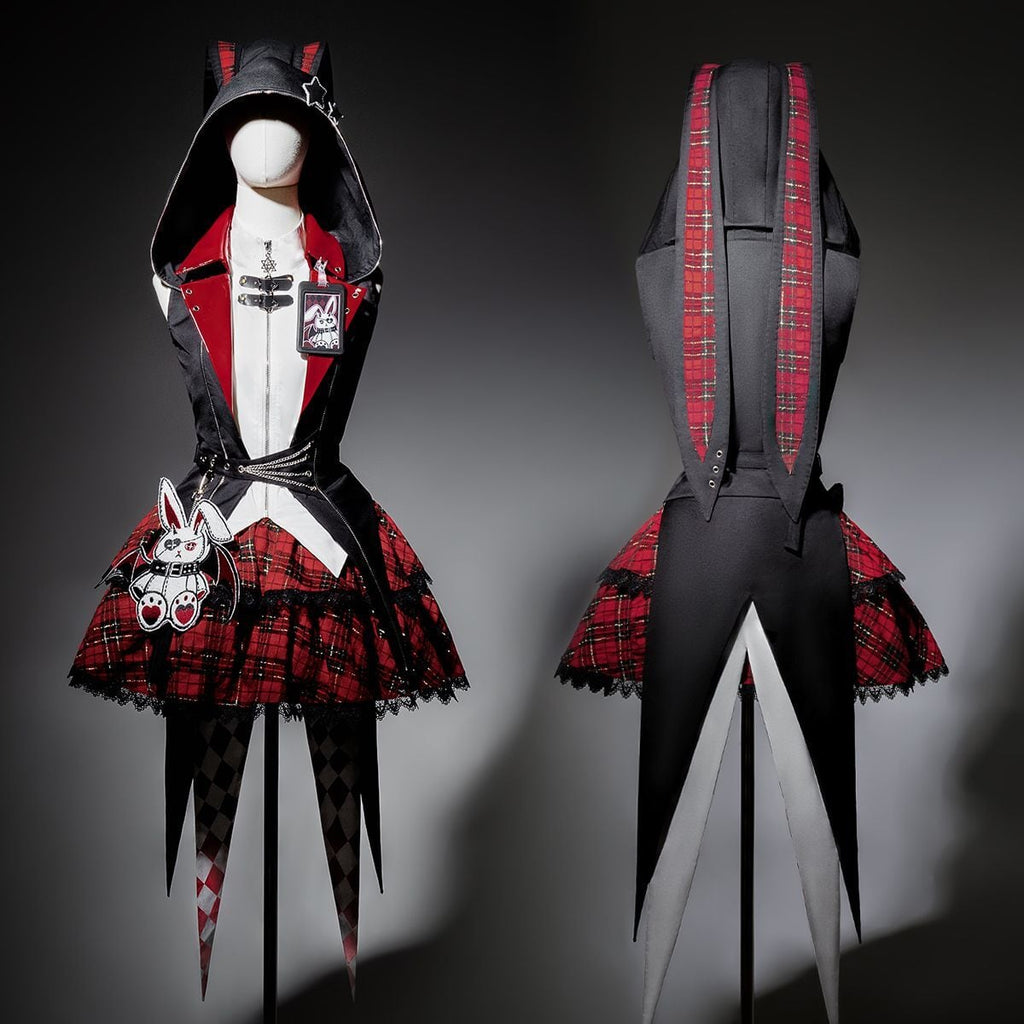 Whimsical Checkered Rabbit Set