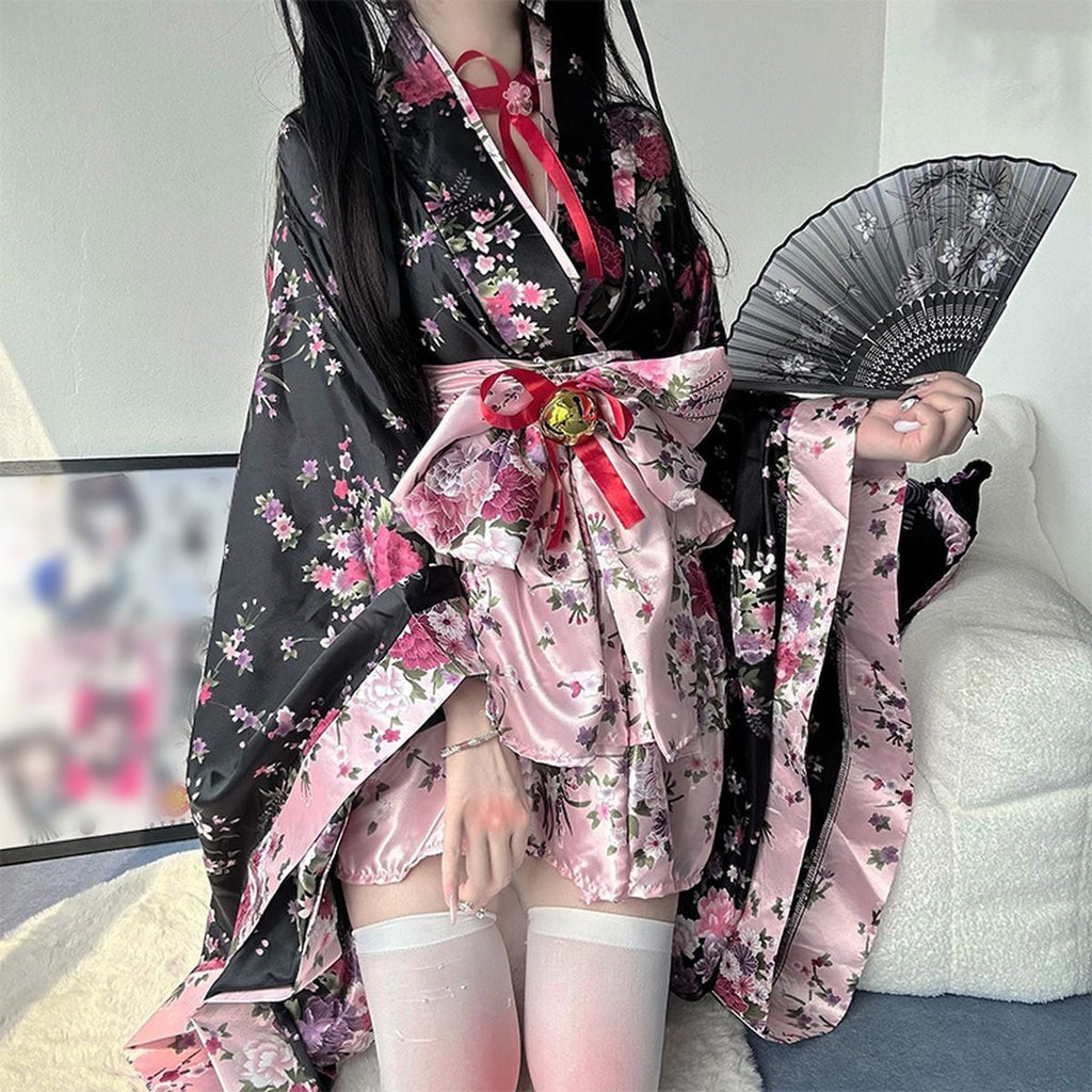 Kawaii Mini Skirt Kimono Set