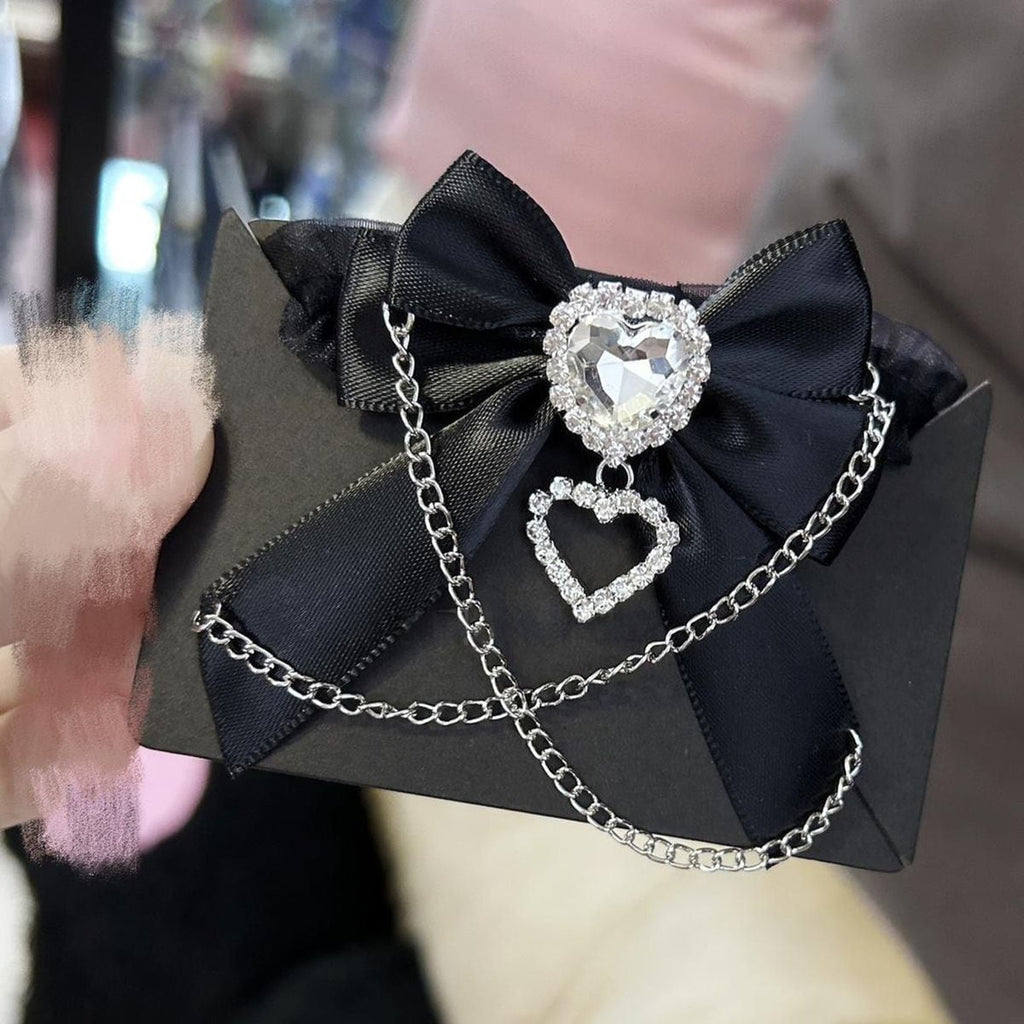 Jirai-kei Heart Ribbon Chain Bracelet