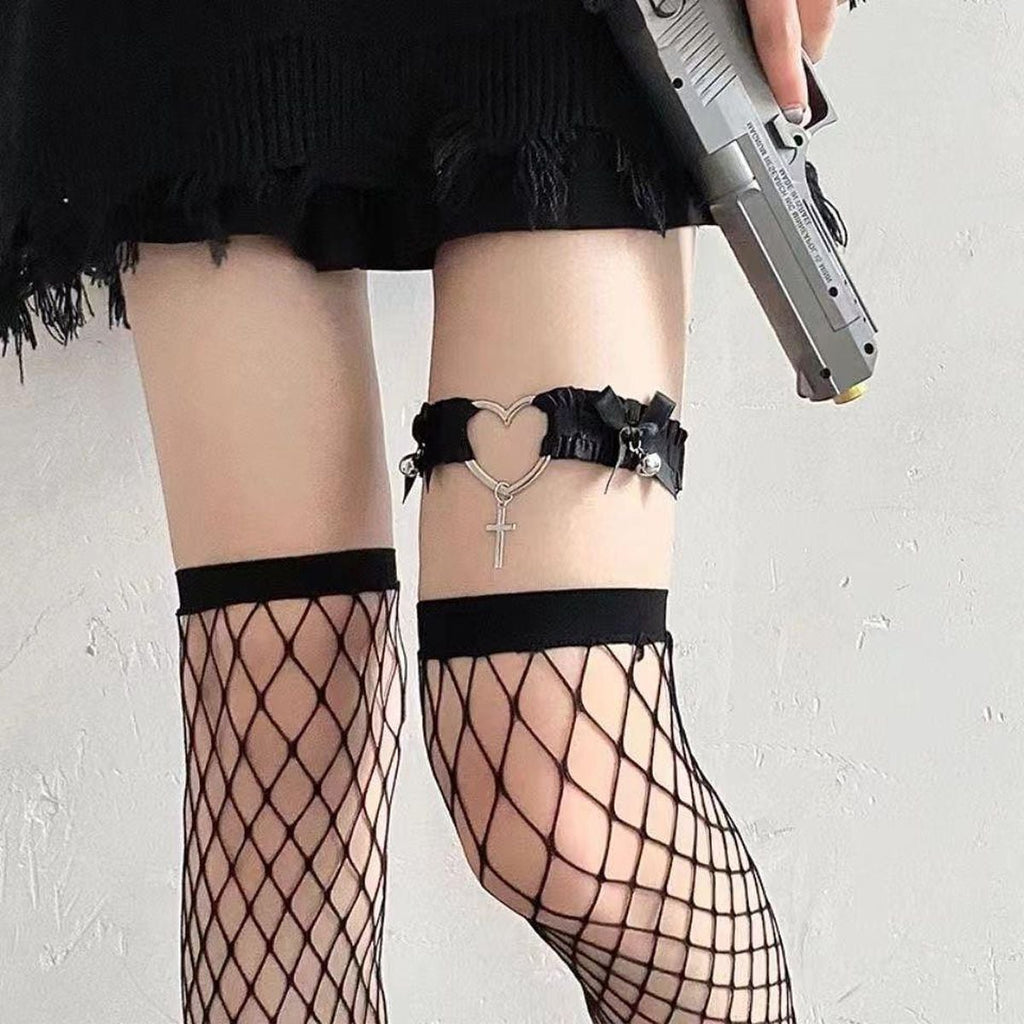 Heart Cross Garter Ring