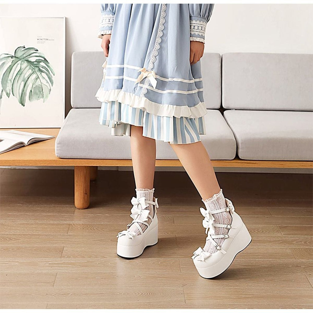 Platform Ribbon Heart Strap Shoes