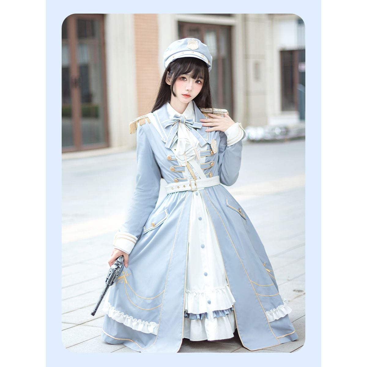 Sky Blue Military Lolita Dress Set