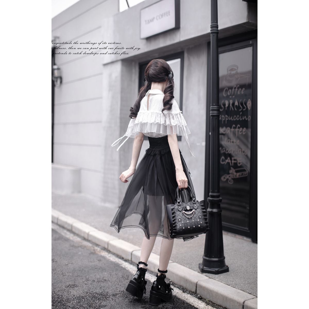 Jirai-kei Black Sheer Skirt Outfit