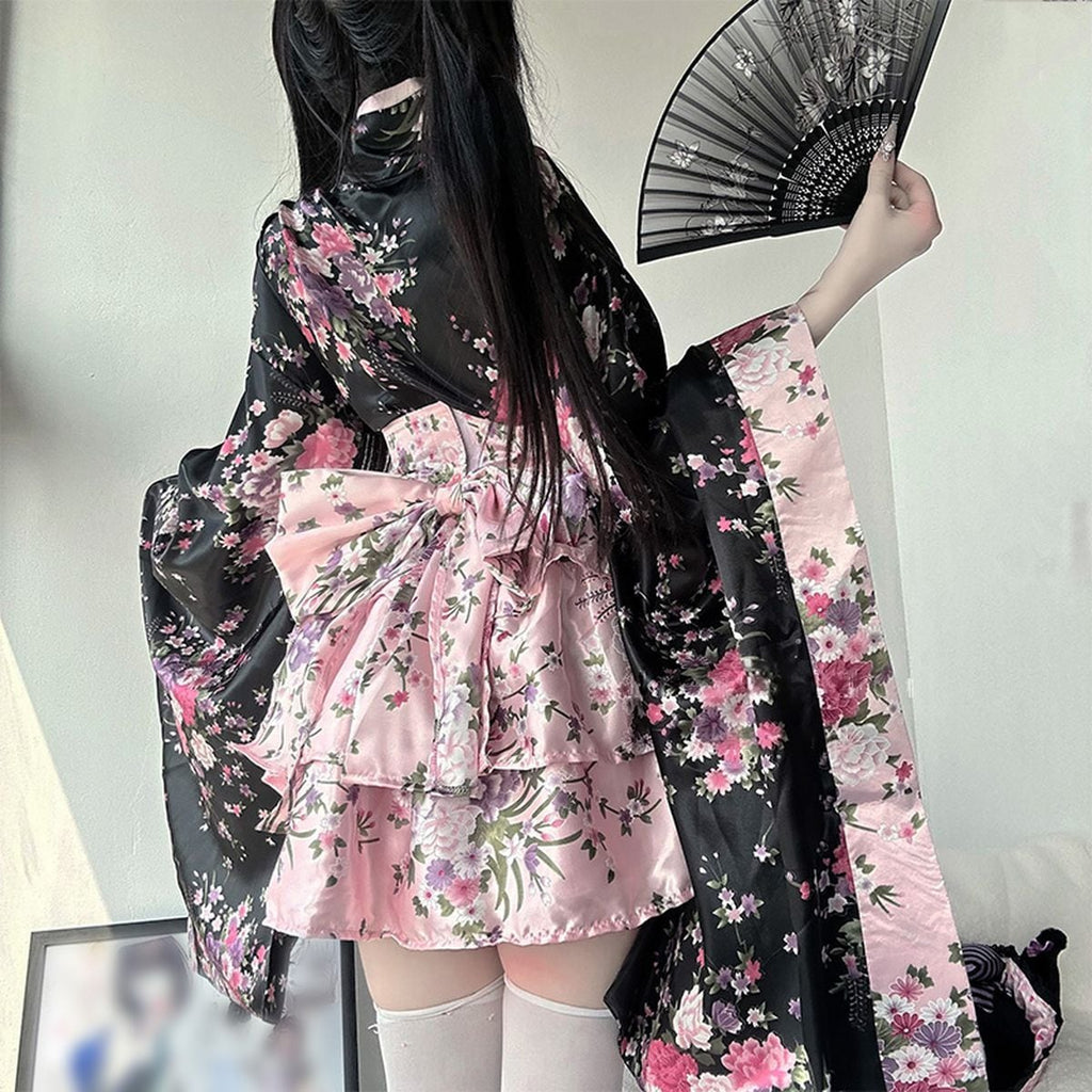 Kawaii Mini Skirt Kimono Set