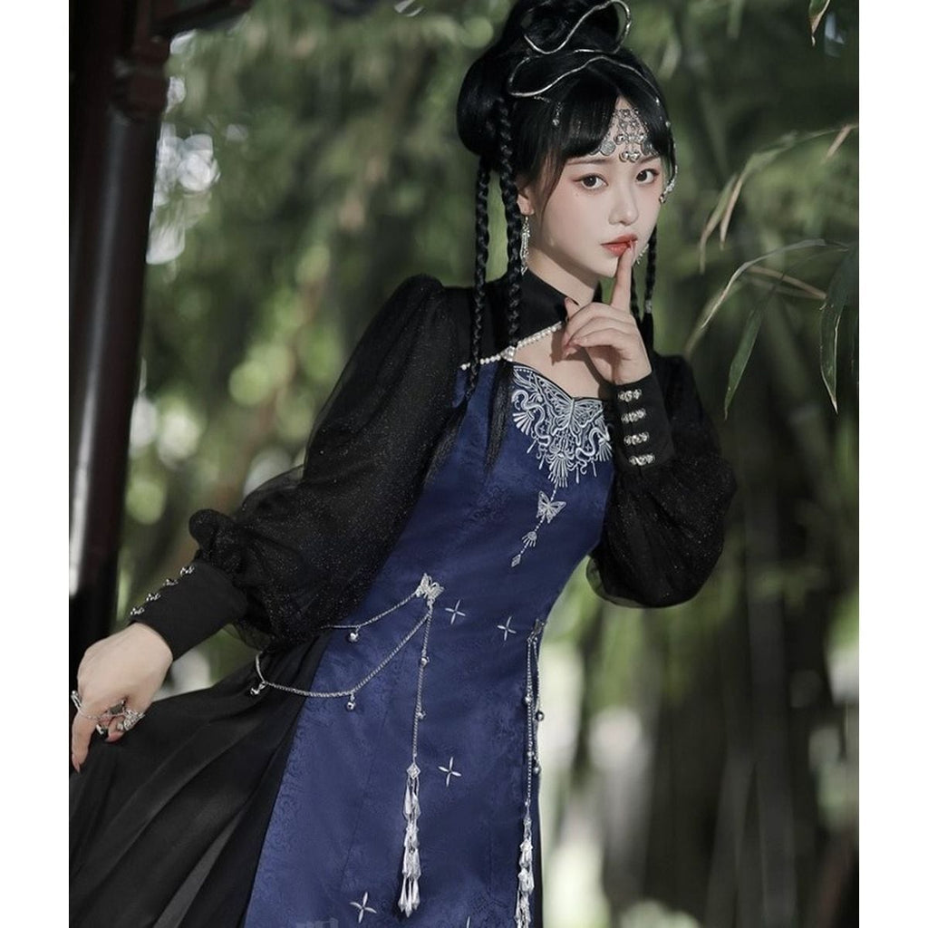 Chinese-Inspired Embroidered Jewel Dress