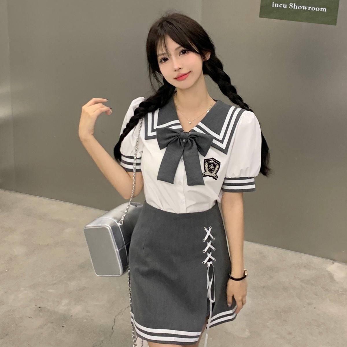 Sailor Collar Short Sleeve Set up