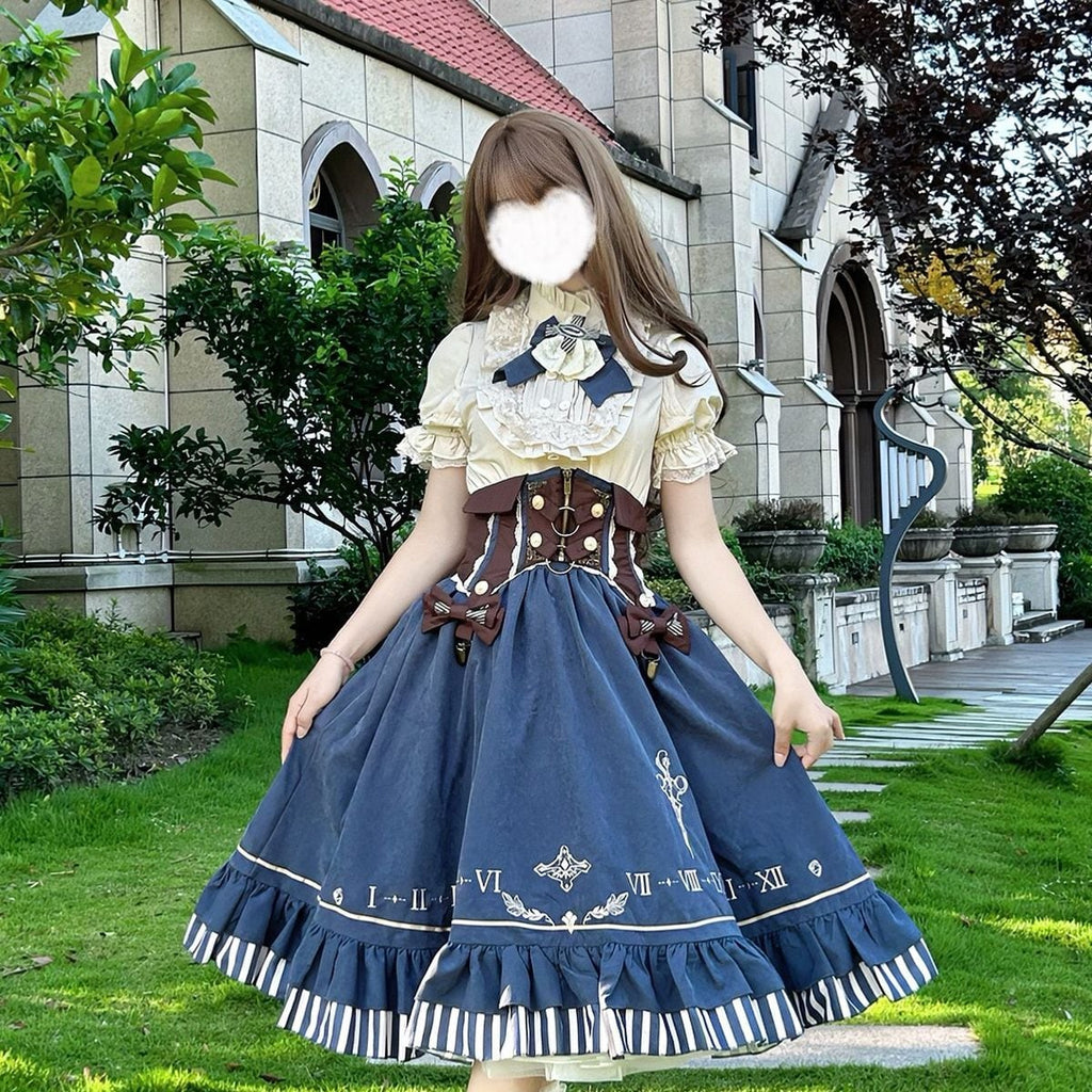 Steampunk Frilled Lace-Up Short Dress